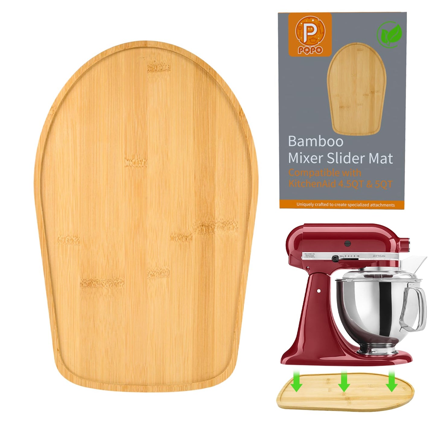Bamboo Mixer Slider Compatible with Kitchen aid 4.5/5 Quart Tilt-Head Stand Mixer, K45SS Kitchen Attachment Sliding Mat