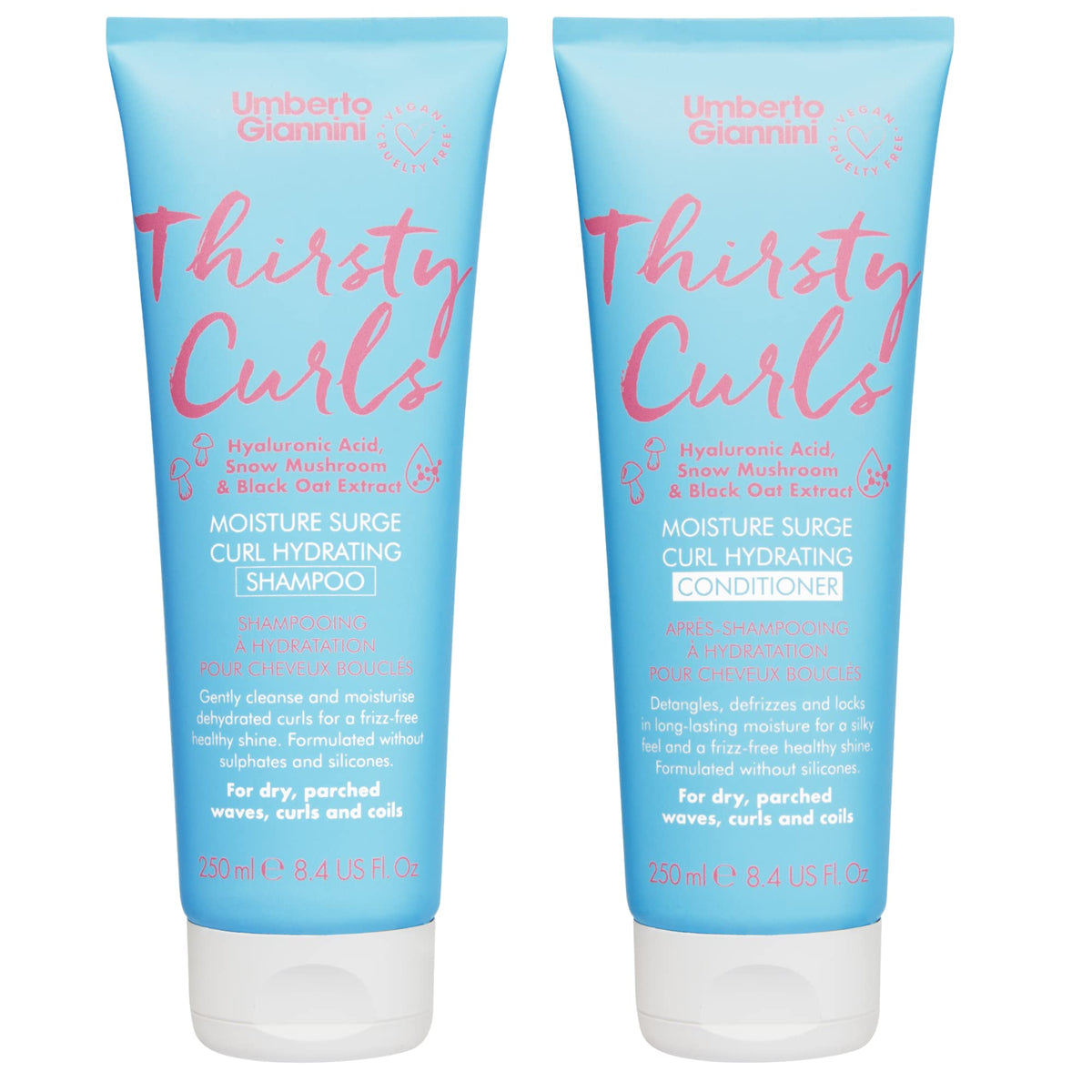 Umberto Giannini Thirsty Curls Curl Hydrating Shampoo & Conditioner Set - for Dry & Dehydrated Curls 2 x 250ml, 500.0 gram