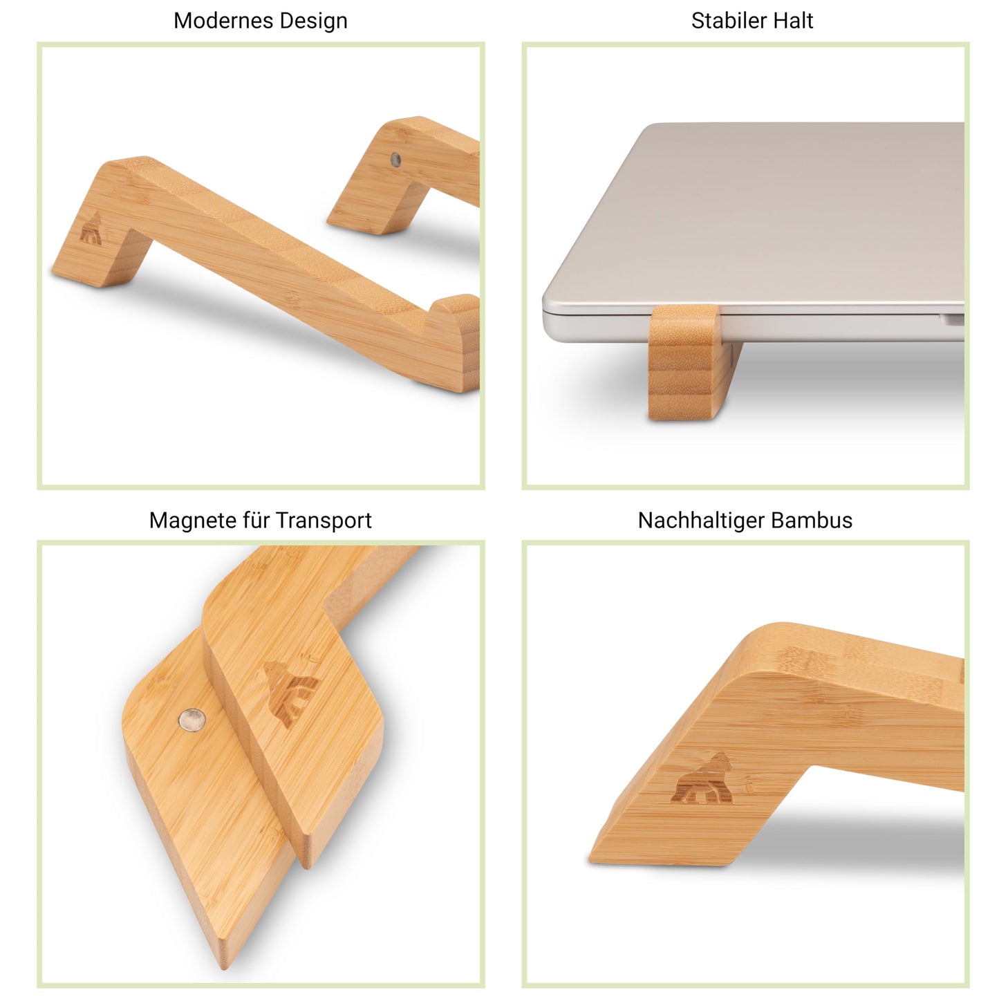 Bamboo Laptop Stand for Desk - Laptop Riser for Desk - MacBook Stand