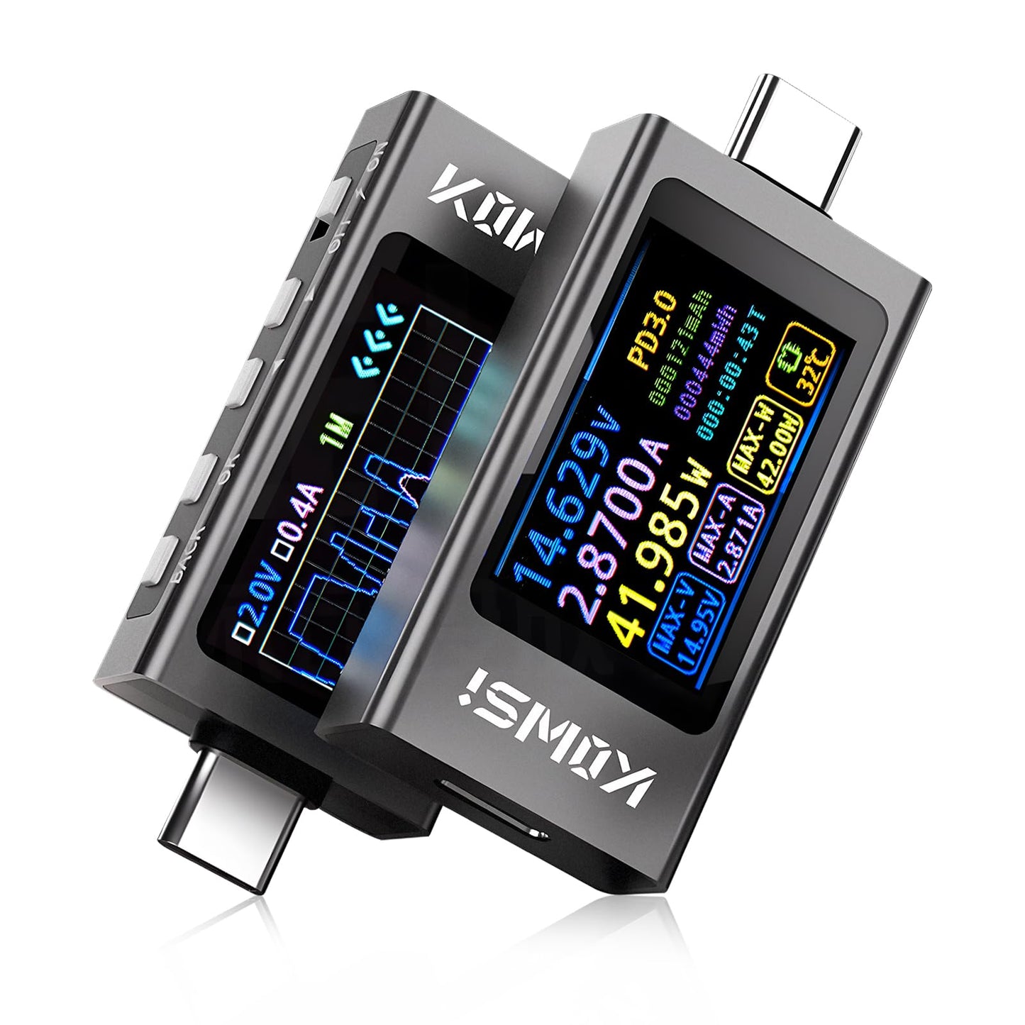 diymore USB Tester Meter USB-C Current Meter Current Voltage Power Meter,12A PD Battery Power Bank Capacity Ammeter With Curve Display