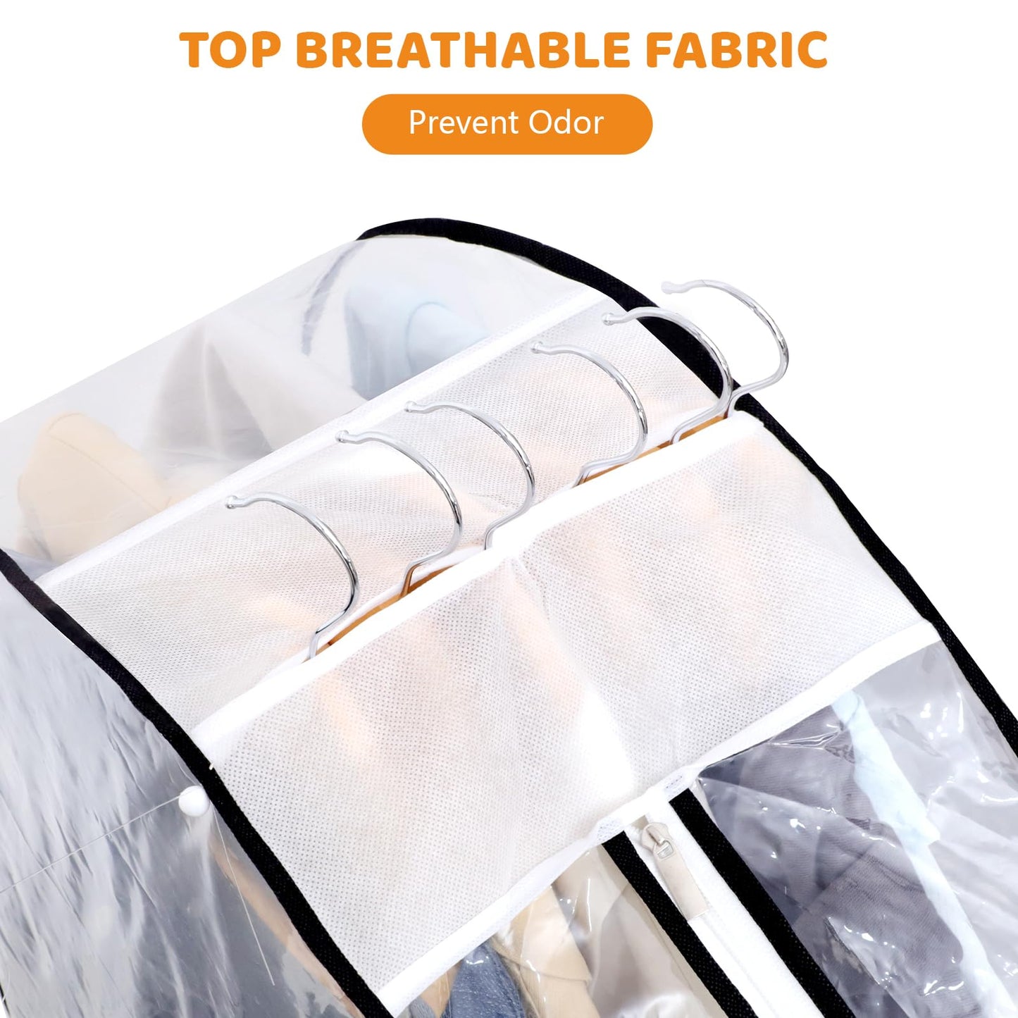 4 Pack Clear Garment Bags 40" with 10" Gusset for Coats, Suit, Jackets
