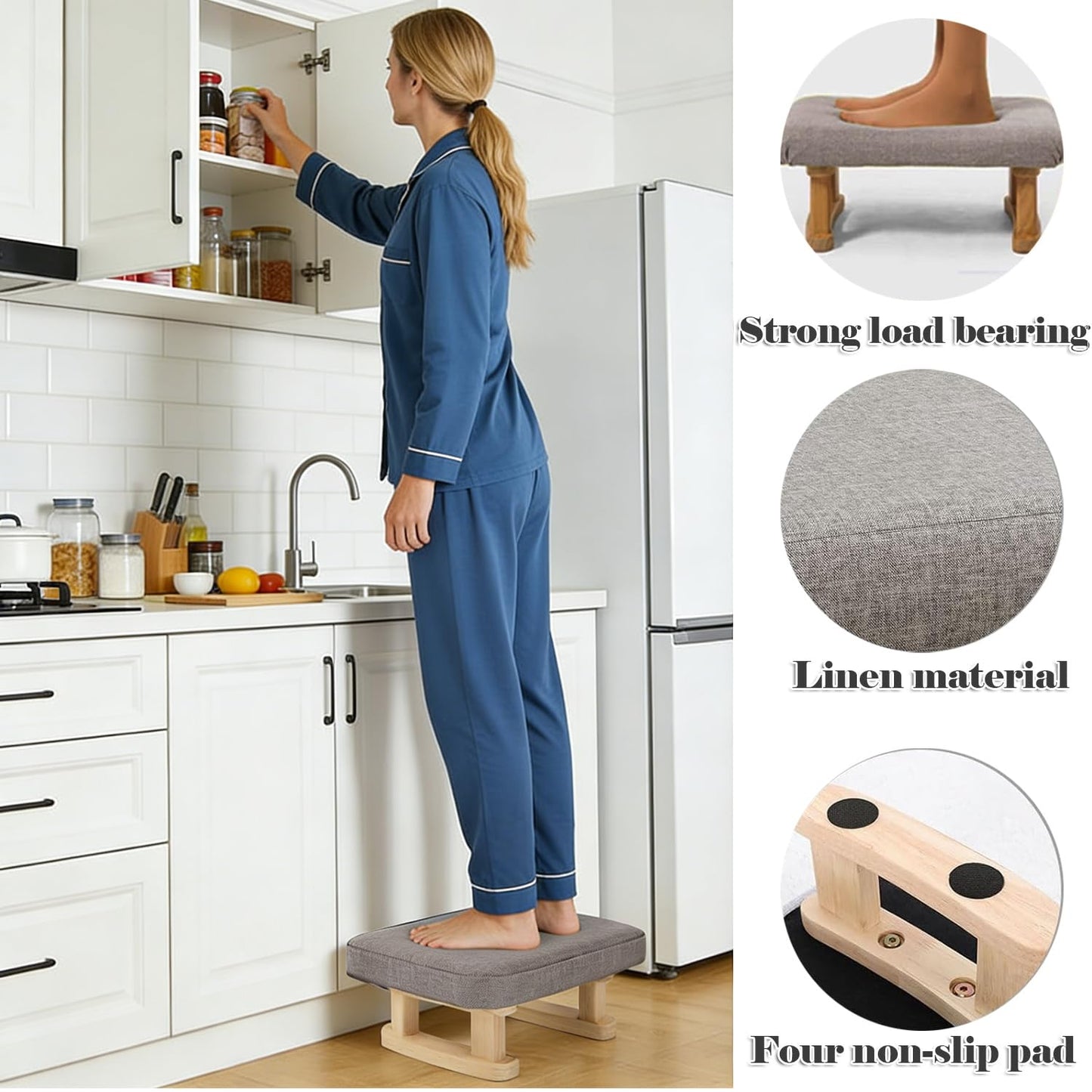 Stowetry Foot Stool, Pouffe Footstool with Removable Cover