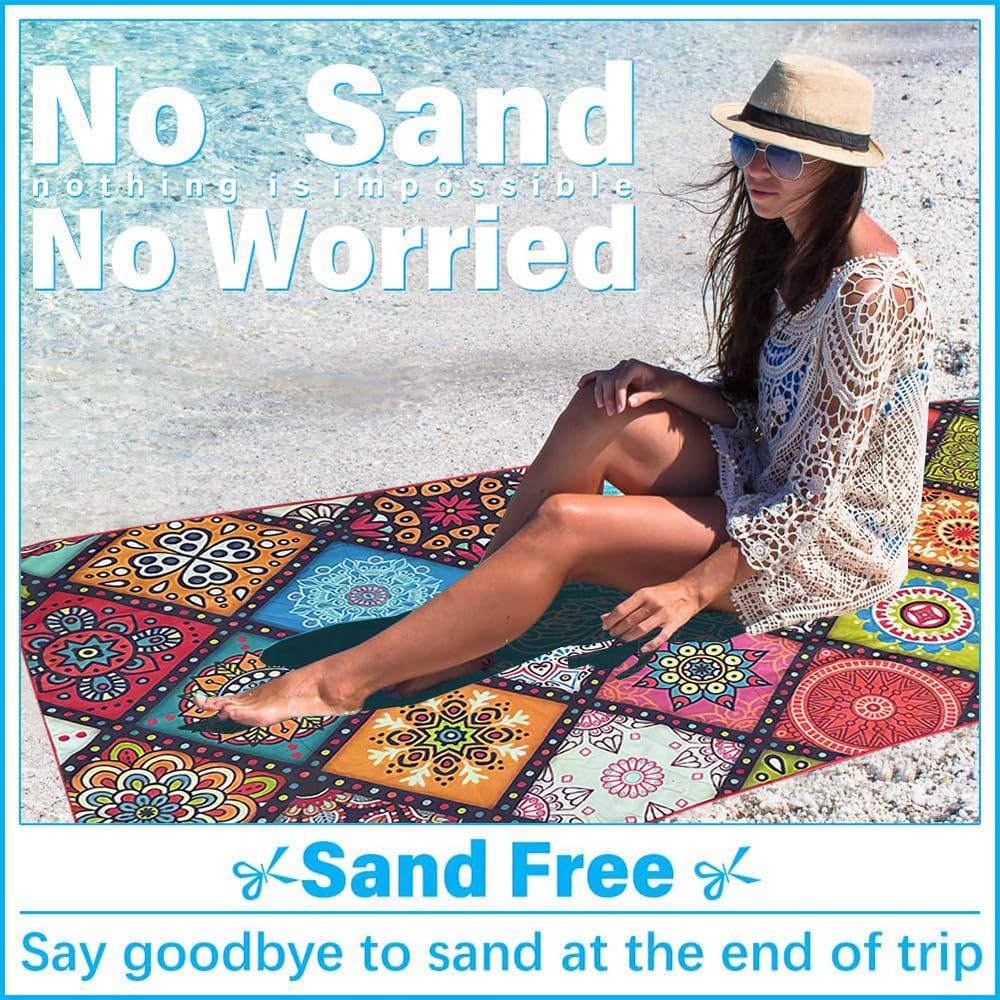 JAODFK Microfibre Beach Towel 71"X32" Quick Dry Lightweight Sand Free Extra Large Thin Towels Travel Essentials For Adults Womens Swim Bath