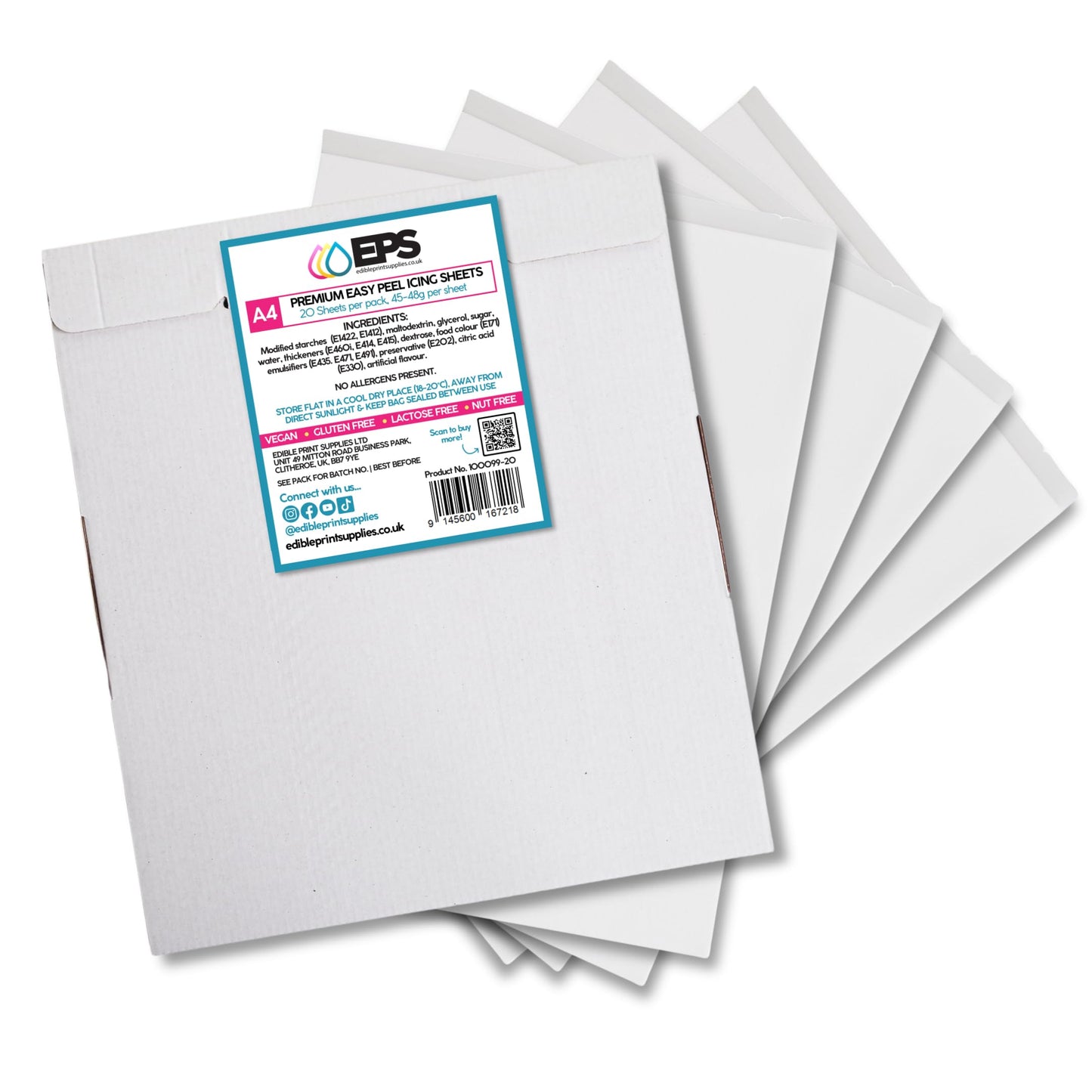 EPS A4 Premium Edible Easy Peel Icing Sheets for Edible Printer (Pack of 20) - For Edible Printing and Cake Decorating