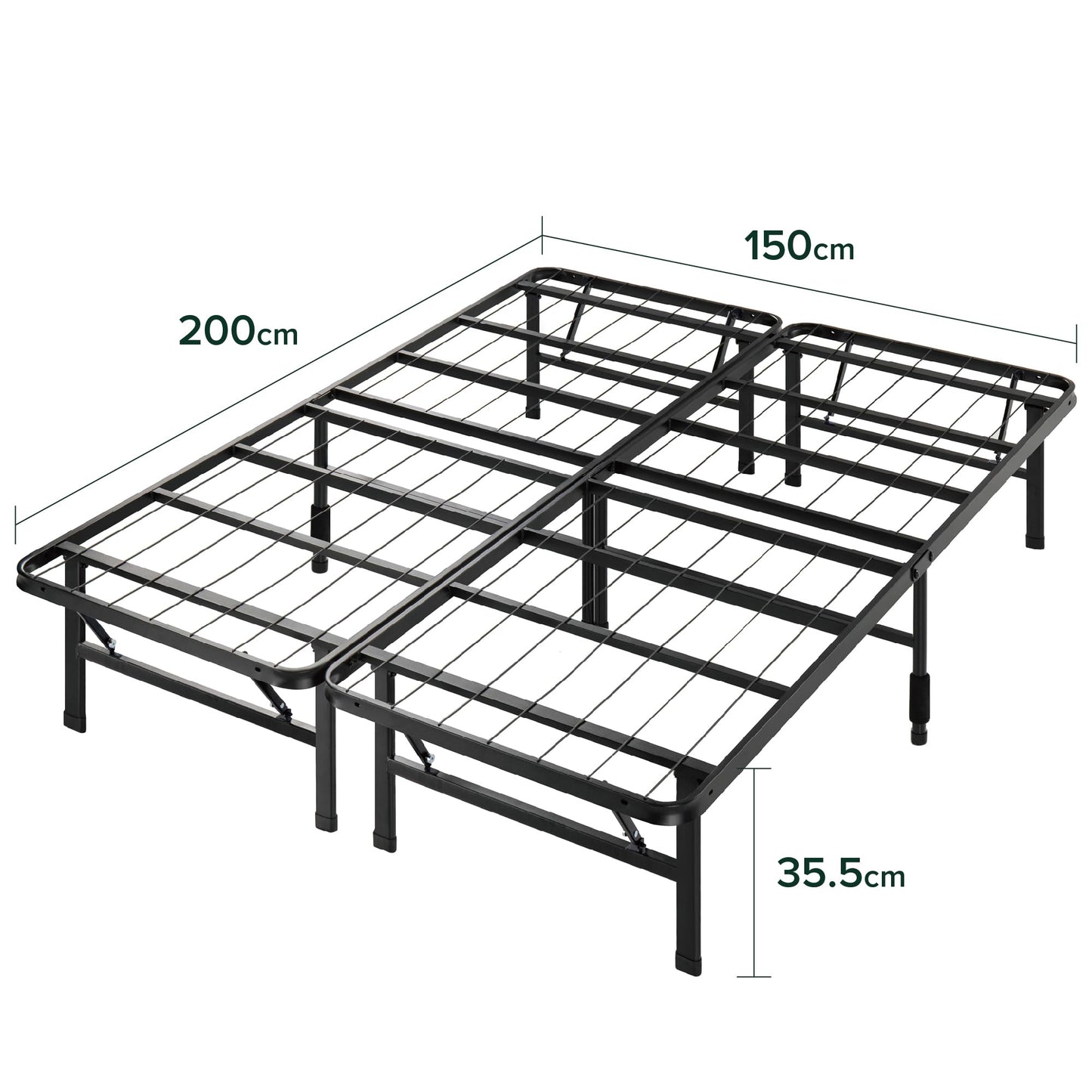 Zinus SmartBase King Size Bed frame - Bed 150x200 cm - 35 cm Height with Underbed Storage - Metal Platform Bed frame great for a guest bed - Black