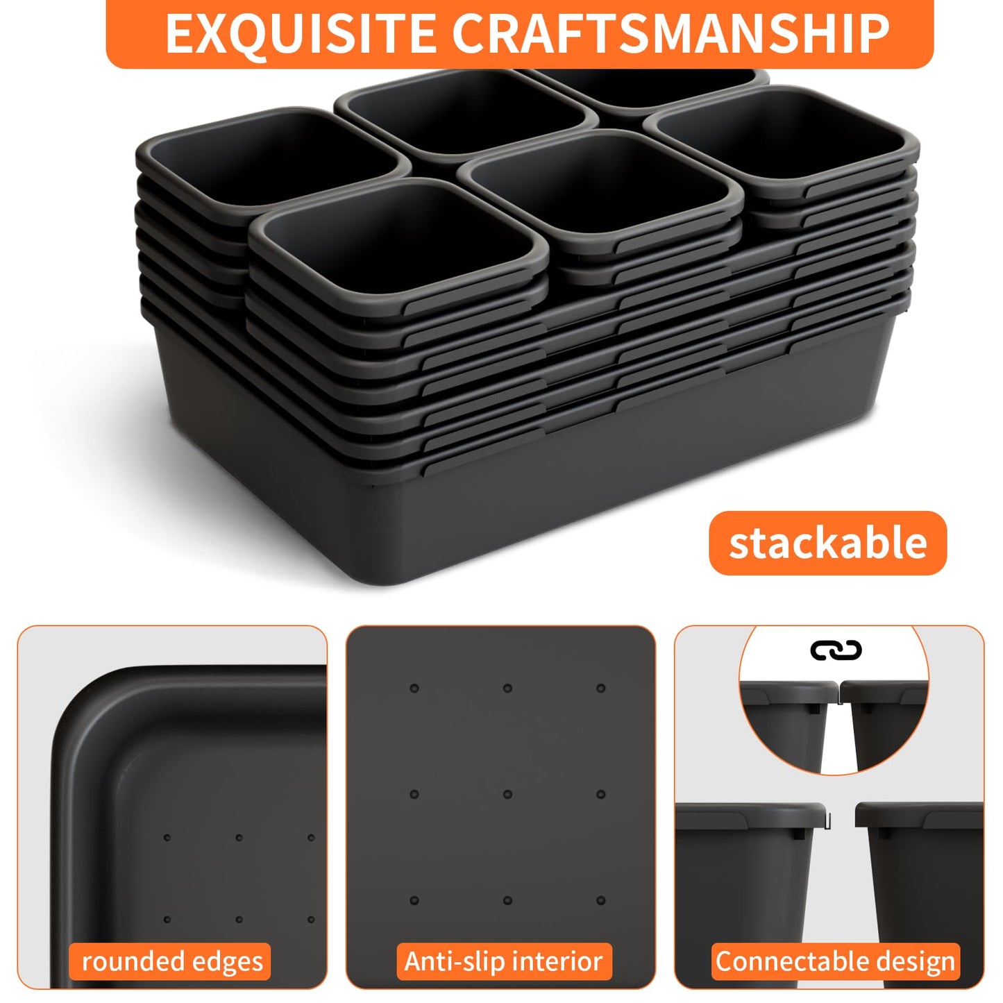Giklux 45 PCS Makeup Drawer Organiser Trays, 3 Sizes Desk Drawer Dividers Organisers for Cutlery, Kitchen, Bathroom, Office, Cosmetics, Vanity