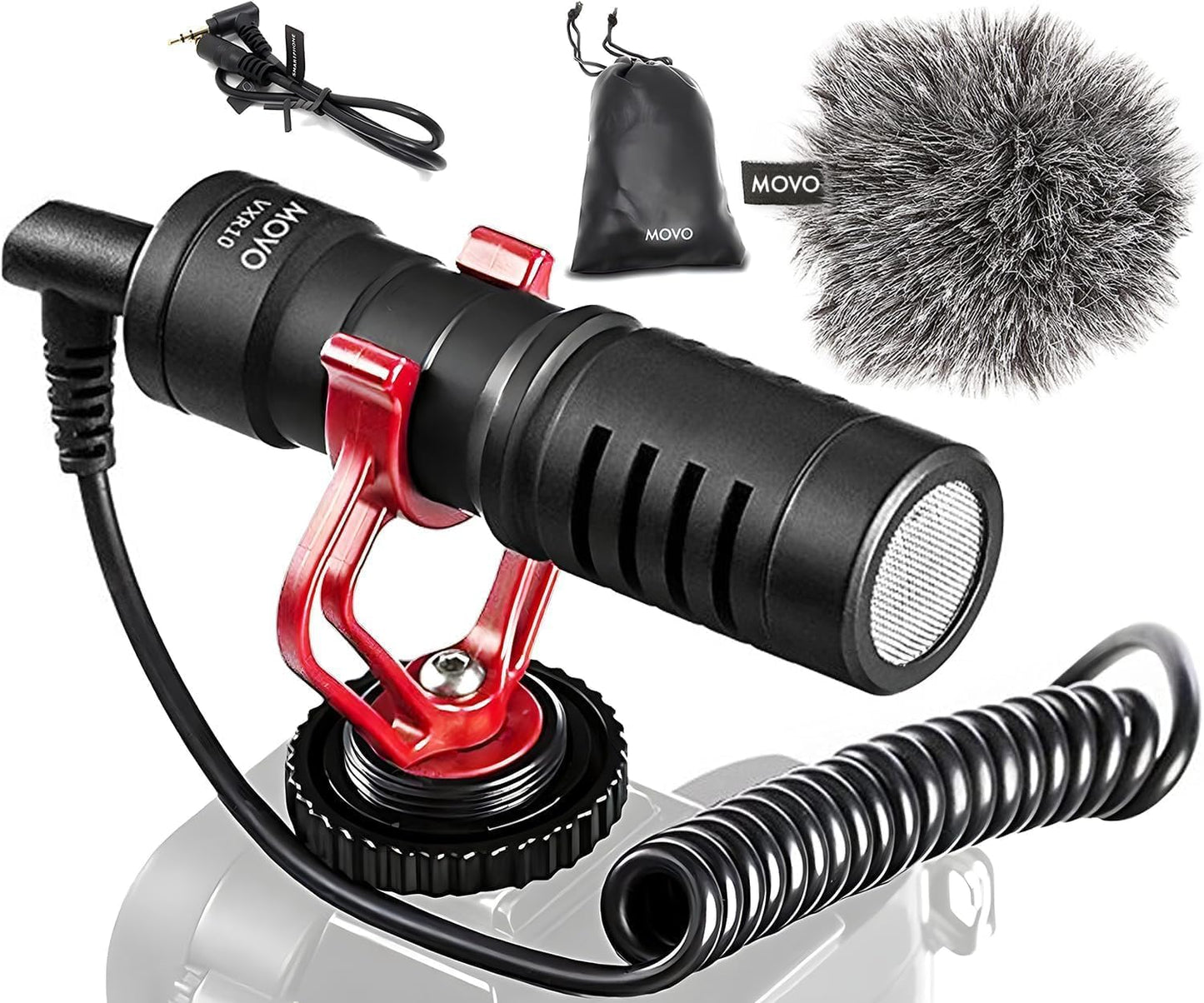 Movo VXR10 Universal Shotgun Mic for Camera - Camera Microphone for DSLR, iPhone and Android Smartphones - Compatible with Canon EOS, Nikon, and Sony