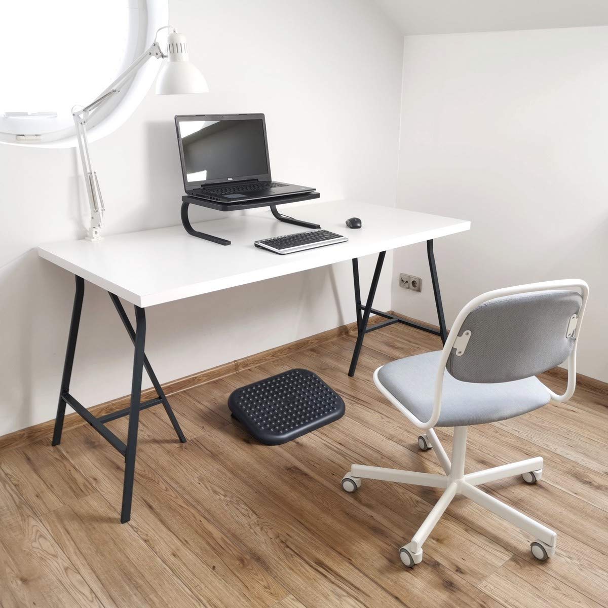 D.RECT 9020 Desk Height Adjustable Footrest for Office Plastic Footrest 45 x 33 cm Black Large