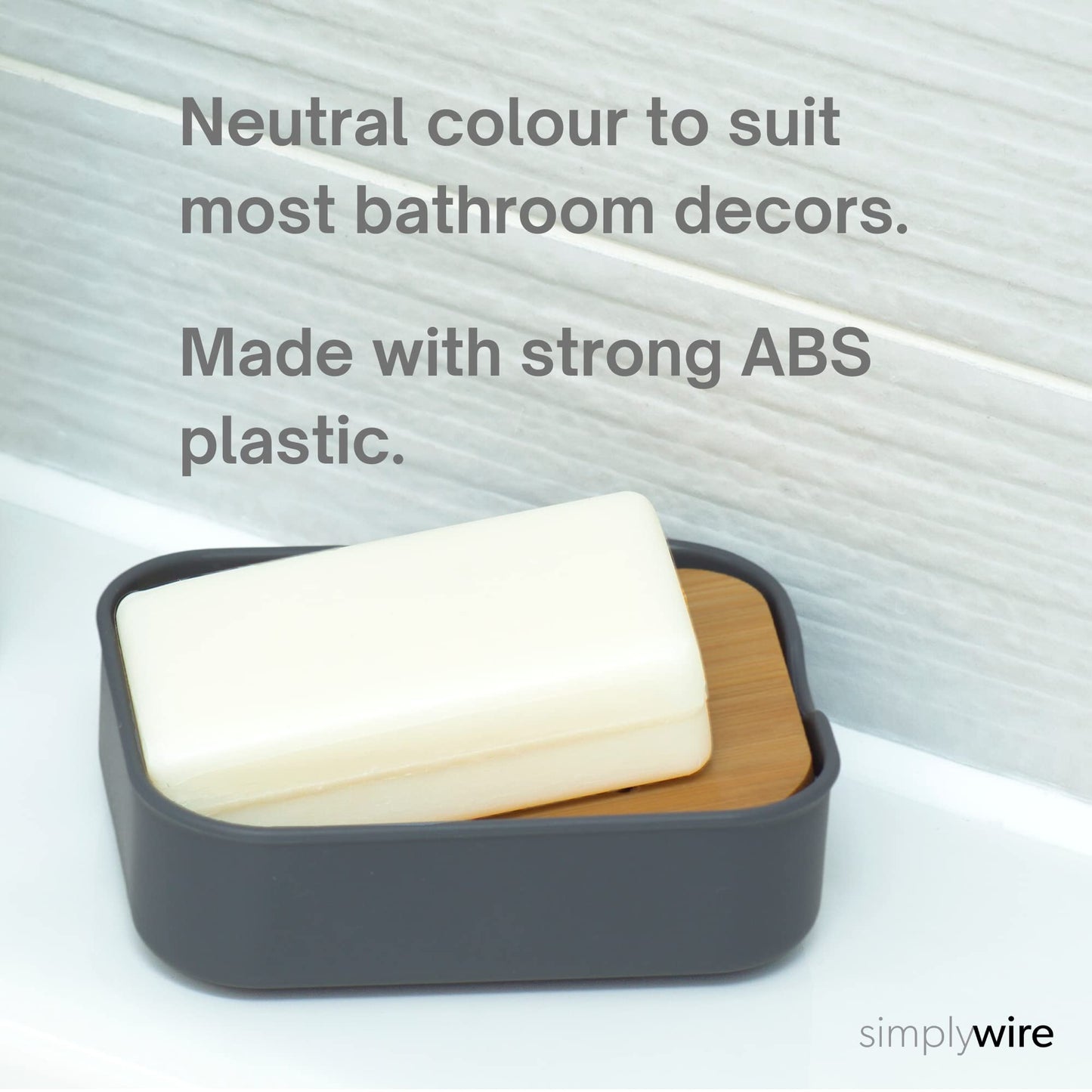 simplywire – Pack of 2 – Plastic Soap Dishes – Grey