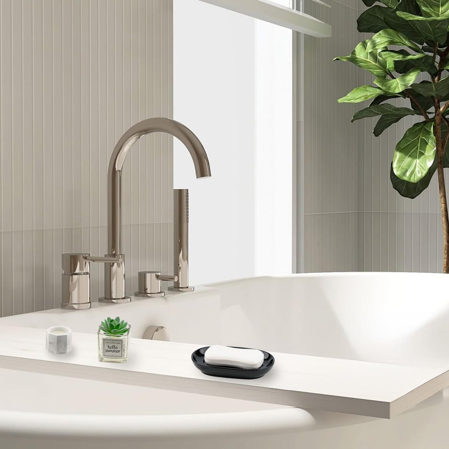 YoHyien Ceramic Soap Dish, Anti-Slip Marble Soap Dish for Bathroom, Soap Tray Dish, Soap Holder for Shower, Kitchen, and Sink