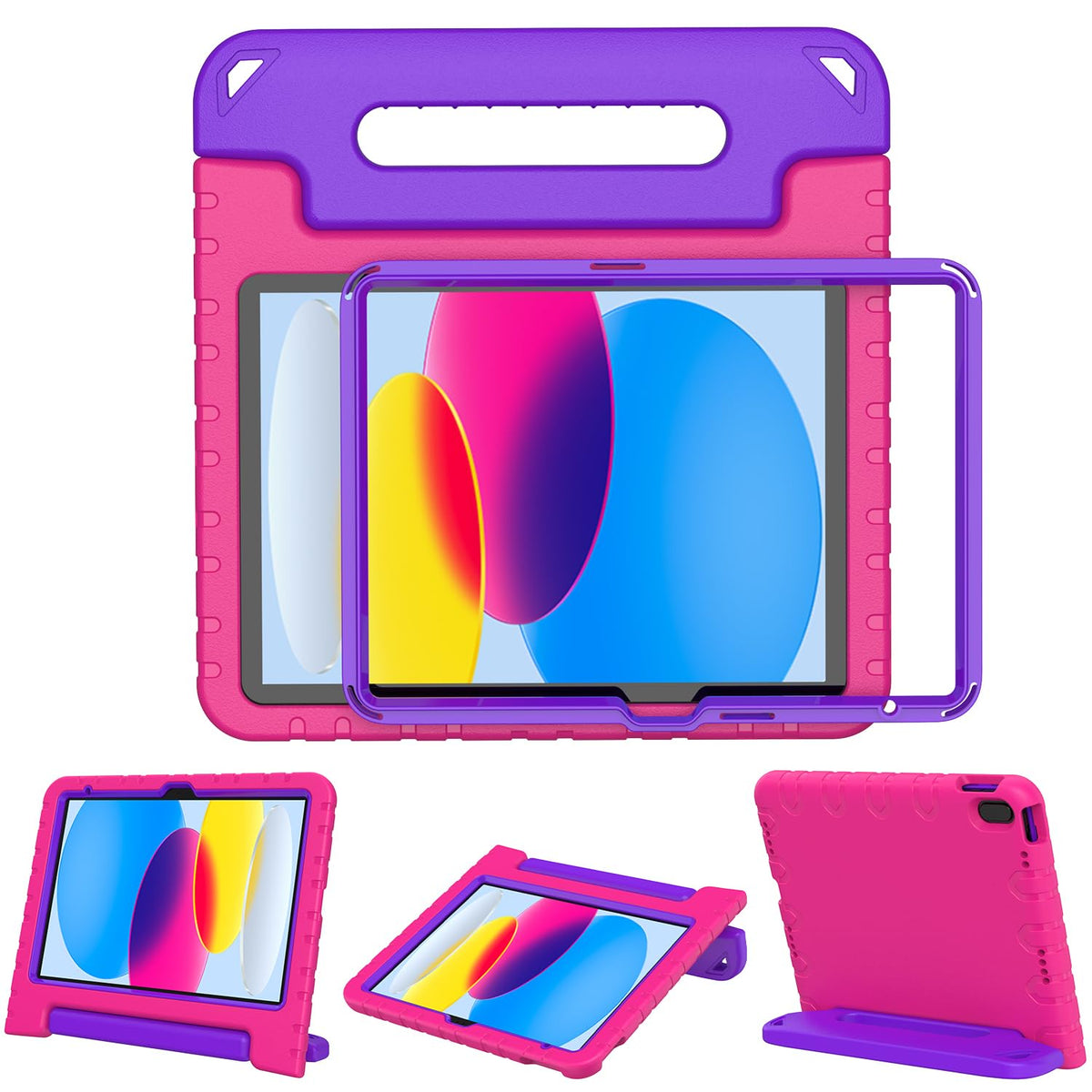 Surom Kids Case with Built-in Screen Protector for iPad A16 11th Generation 2025/ iPad 10th Generation 2022, Shockproof Convertible Handle Stand Case