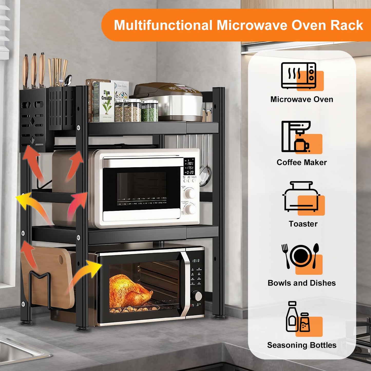 EOXCIIU 3-Tier Microwave Oven Stand