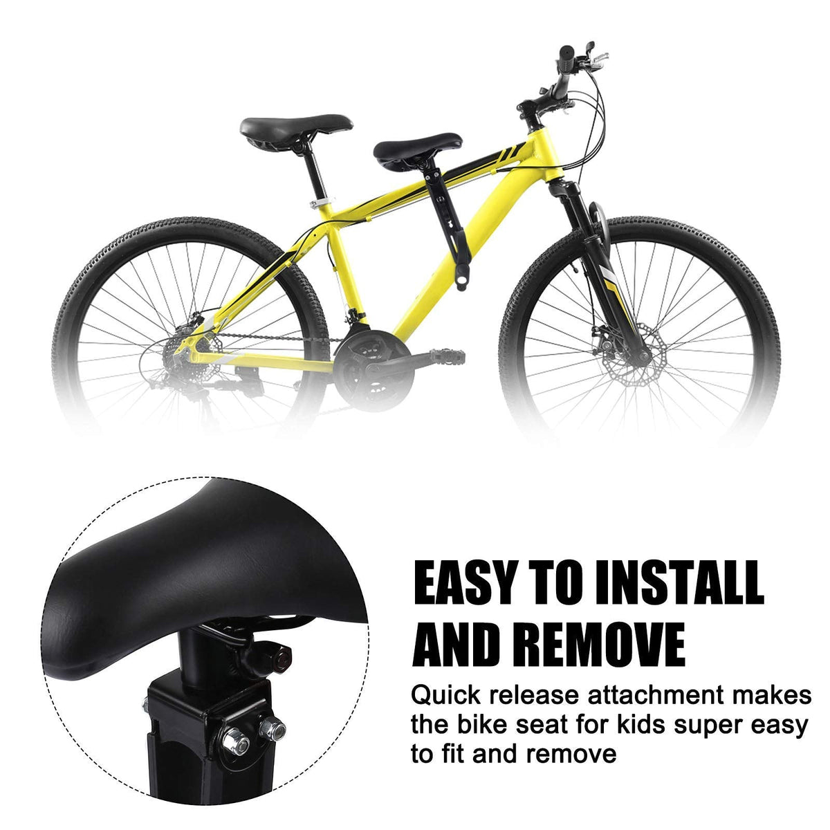 Kids Bike Seat for Mountain Bikes, Detachable Front Mounted Bicycle Seats for Children 2-5 Years Old (Seat & Handle) (Seat & Handle) (Seat & Handle)