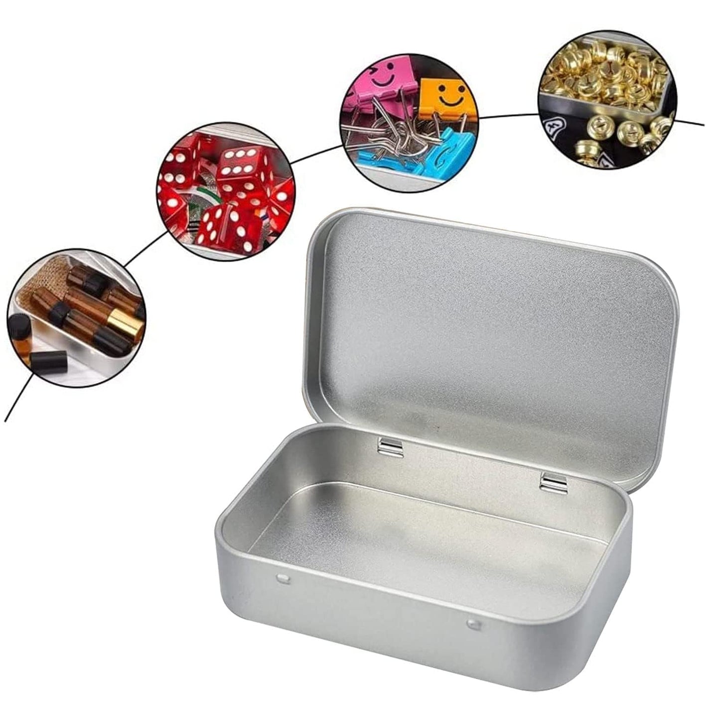 TSKDKIT Metal Tins Containers Rectangular Storage Boxes Small Metal Case Organizer Portable Hinged Tins Box for Playing Cards, Earphone