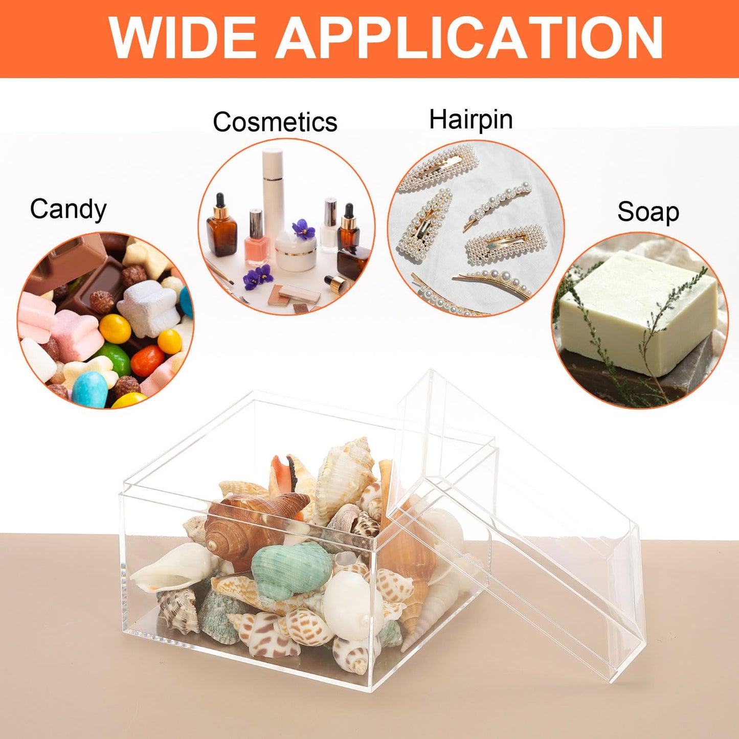 PATIKIL Acrylic Box with Lid 3.15" x 3.15" x 2.64", Clear Acrylic Display Boxes Plastic Square Cube Containers Storage Organizer for Candy Tiny