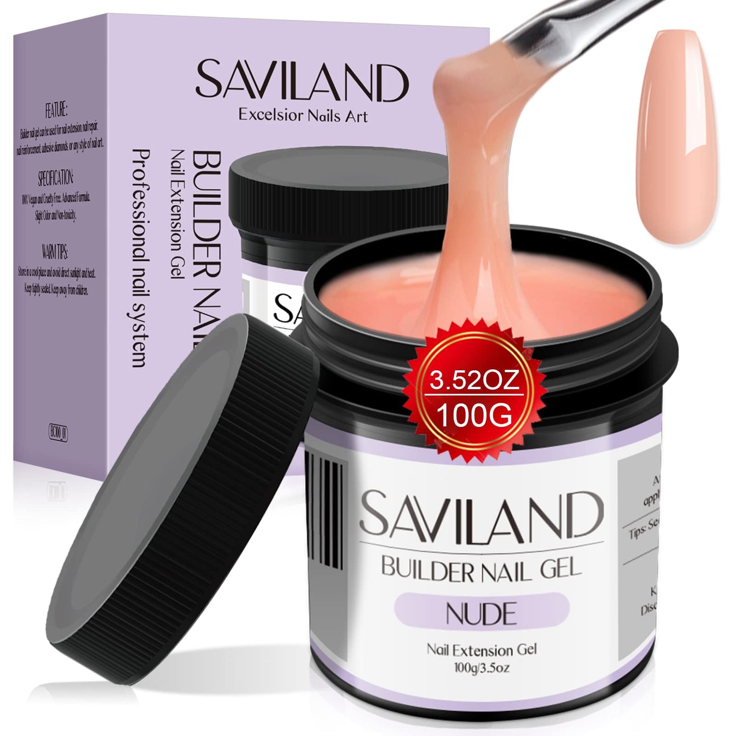 Saviland 100g Nudes Builder Gels: 3.5oz Large Capacity Builder Gels In A Bottle Hard Gel for Nail Extension Gel Nails Strengthen U V LED Gels Repair