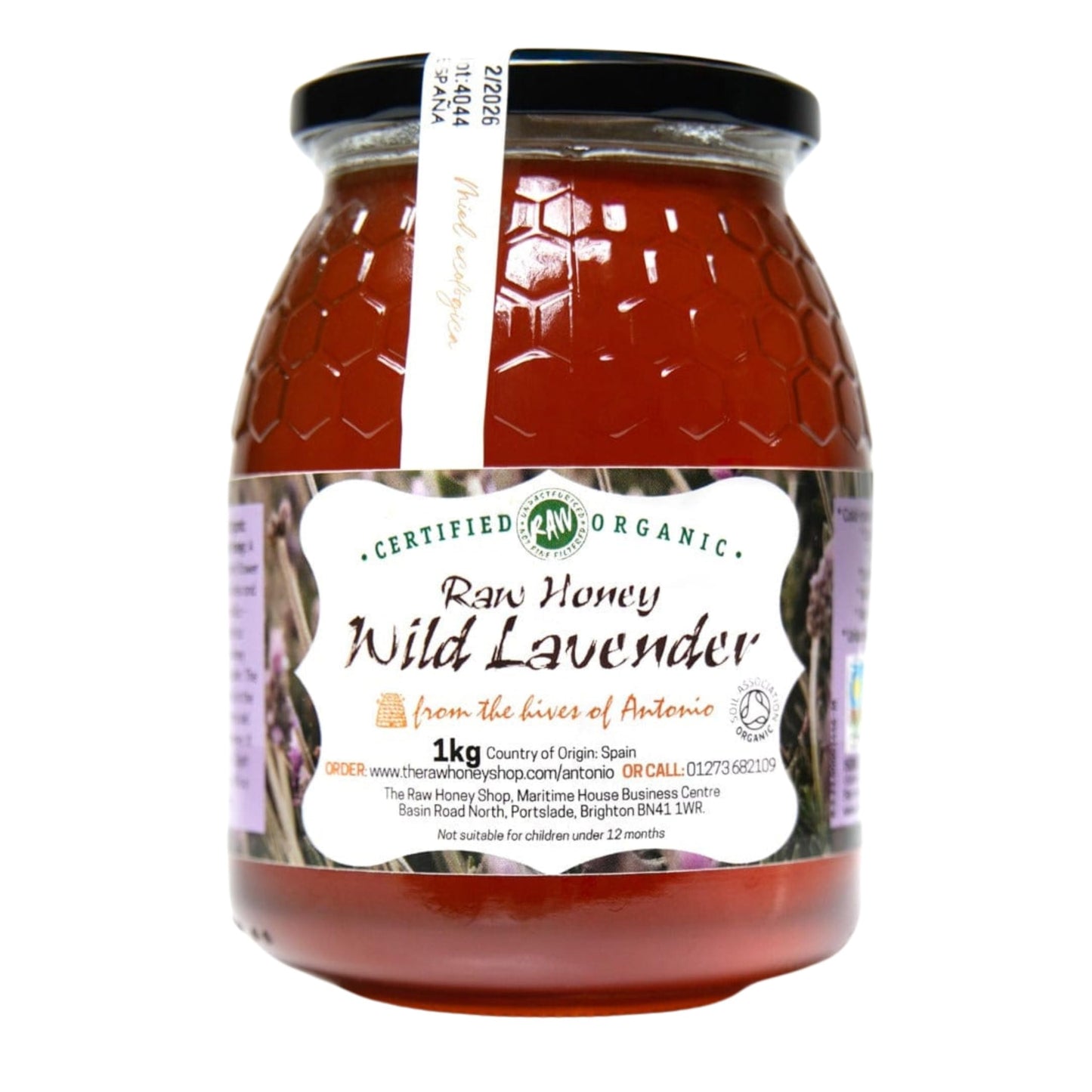 Antonio?s RAW CERTIFIED ORGANIC WILD LAVENDER HONEY, 1kg - Premium Range, Rich in Minerals & Antioxidants, Cold Pressed, Unpasteurised, Coarse