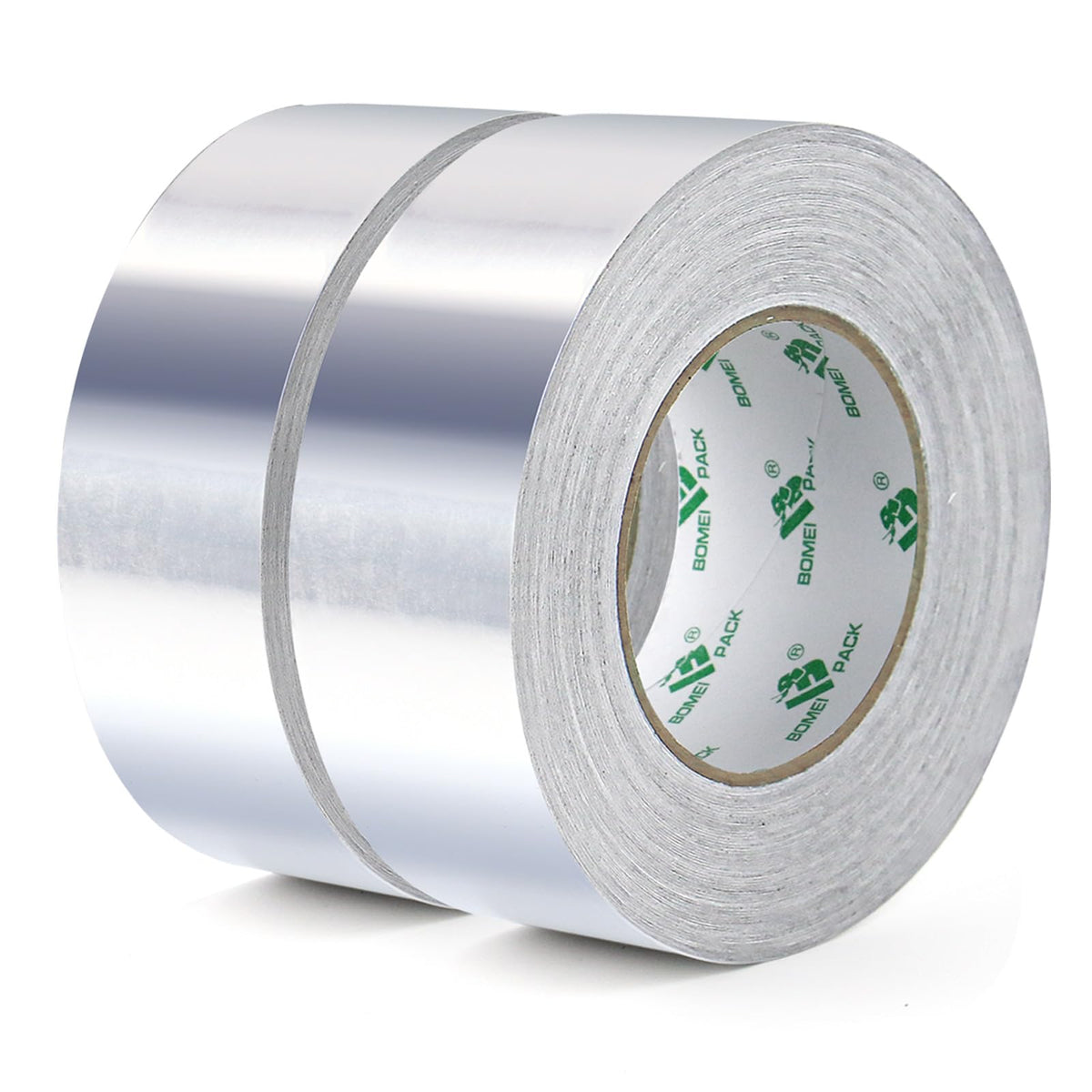 BOMEI PACK 2 rolls Aluminum foil tape Heat Resistant High Temperature Foil tape 50 mm x 50 m Waterproofs for Pipes Repairing Insulating heating