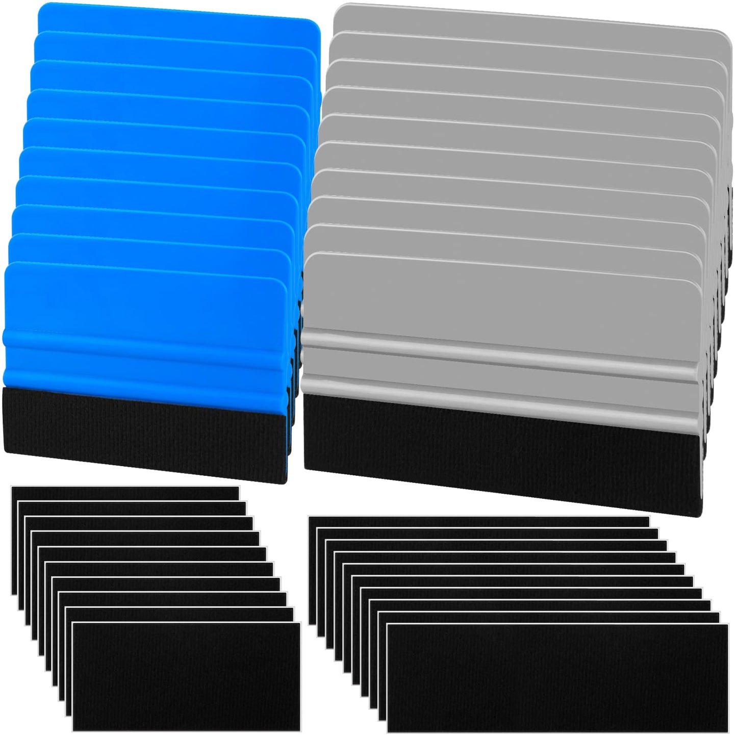Arayker 20 Pack Felt Edge Squeegee 4 Inch/6 Inch Vinyl Wrap Squeegee Window Film Tint Squeegee Decal Applicator Scraper Tool with 20 PCS Black Fabric