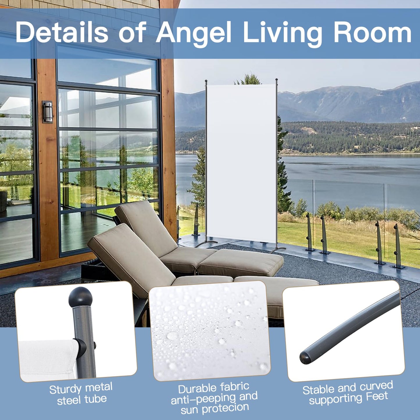Angel Living 1 Panel Room Divider, Privacy Screen Composed of Polyester Fabric and Sturdy Iron Frame