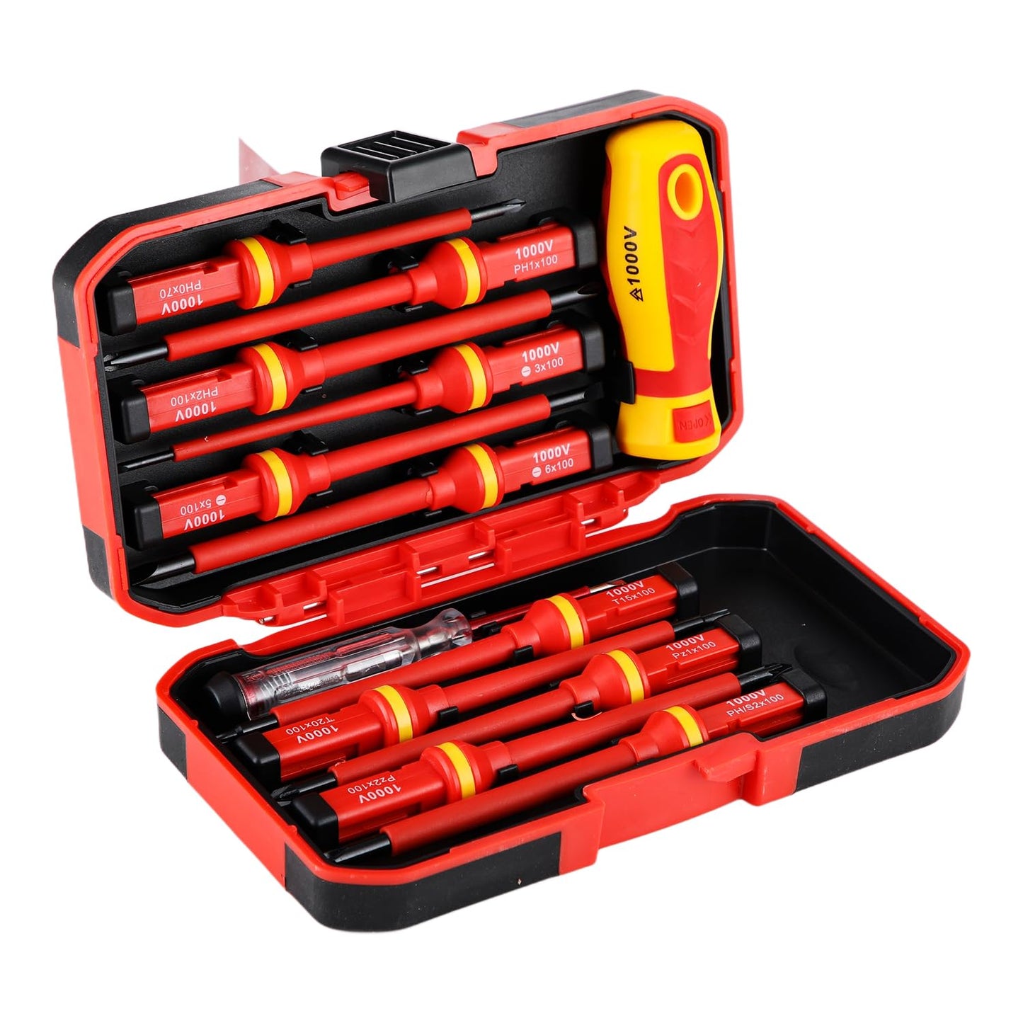 13 Pcs Insulated Screwdriver Set, VDE Insulated Electricians Tools Kit with Hard Case | Chrome Vanadium Steel Magnetic Interchangeable Screw Drivers
