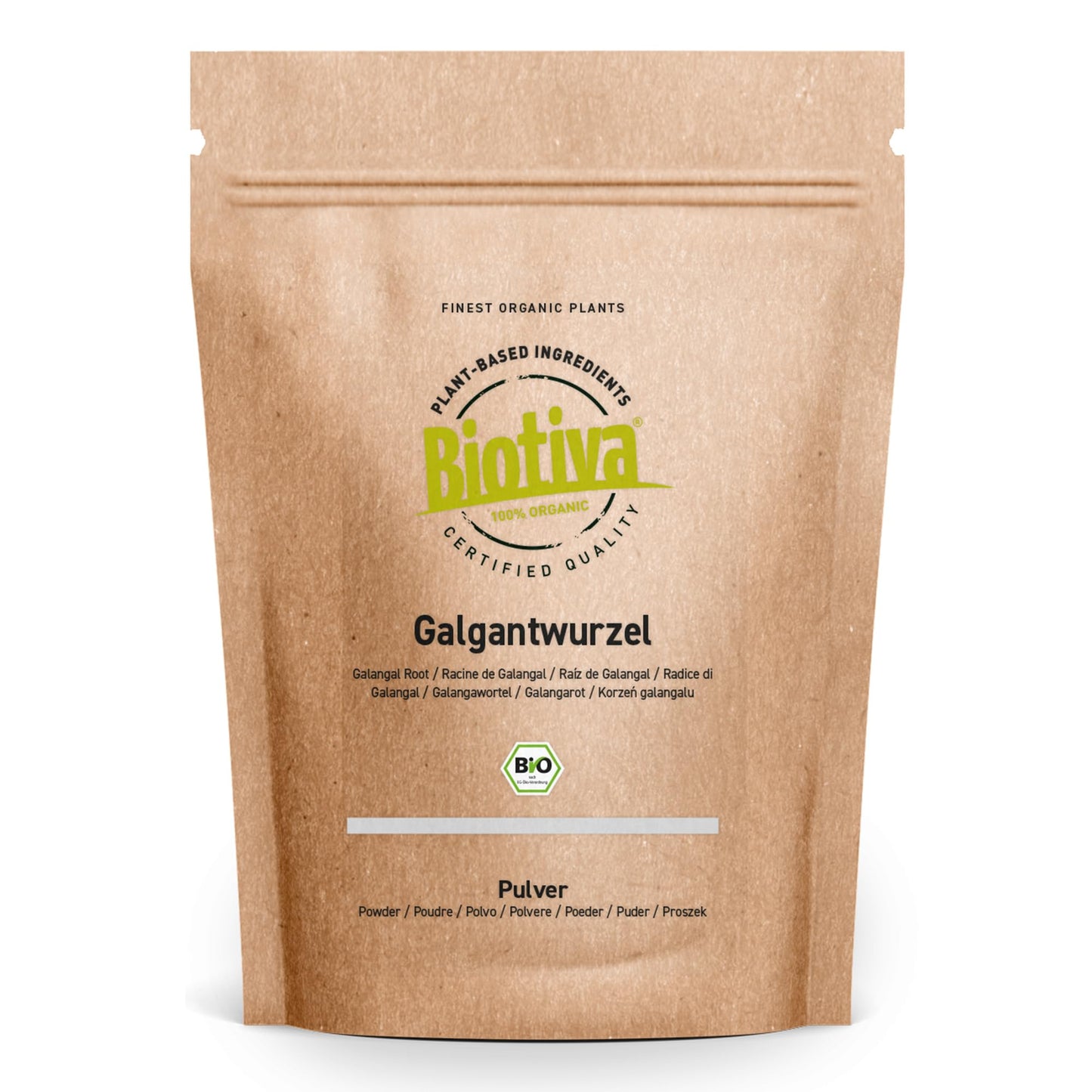 Biotiva Galangal Root Ground Organic 250g - Aloinia Galanga - Vegan - Galangal Powder - Packed and Controlled in Germany (DE-ECO-005)