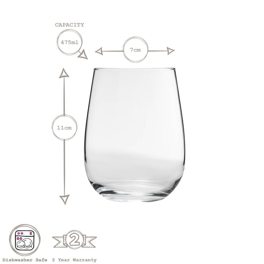 475ml Gaia Stemless Wine Glasses - Pack of Six