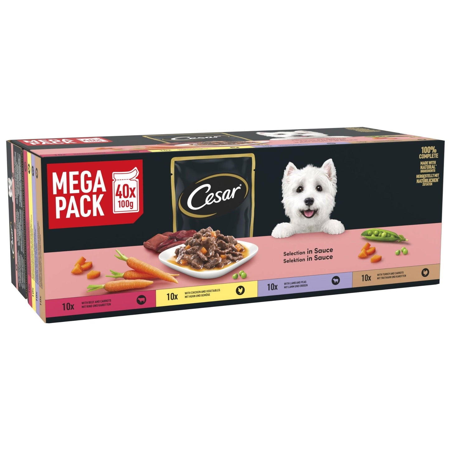 CESAR Selection Adult Wet Dog Food Mixed Selection in Sauce 40x100g Pouch