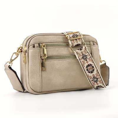Ladies' Small Square Bag Two-tone Leather Crossbody Bag Large-capacity PU Crossbody Wallet Multi-functional For Women's Bag