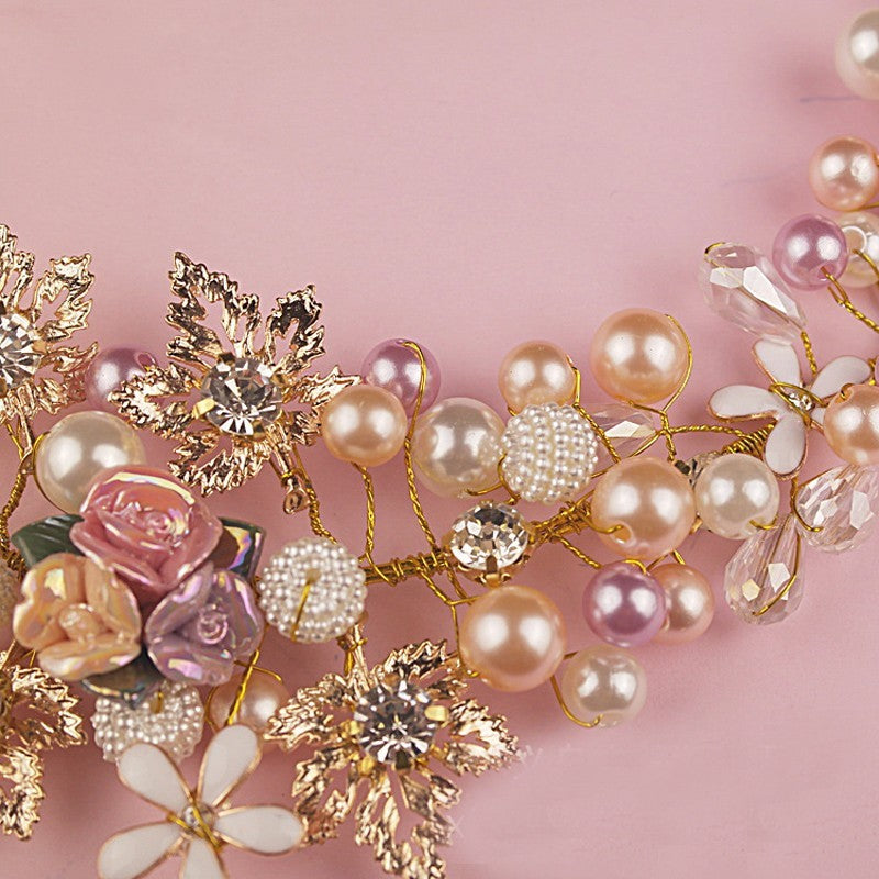 Pearl & Crystal Bridal Crown with Earrings