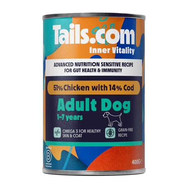 Tails.com Inner Vitality Sensitive Adult Chicken & Cod Can 400g