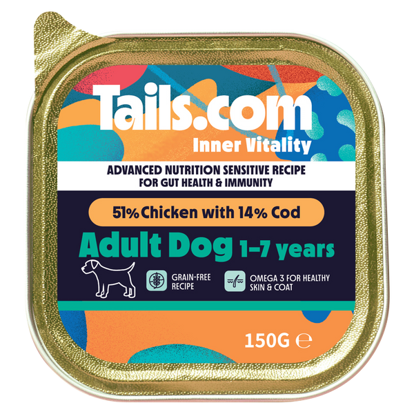 Tails.com Inner Vitality Sensitive Adult Chicken & Cod Alu Tray 150g