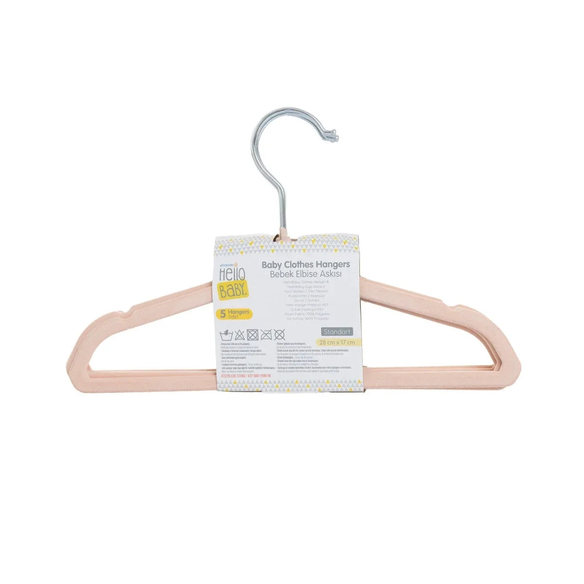 HelloBaby 5 Pack Velvet Baby Clothes Hangers - Soft Pink