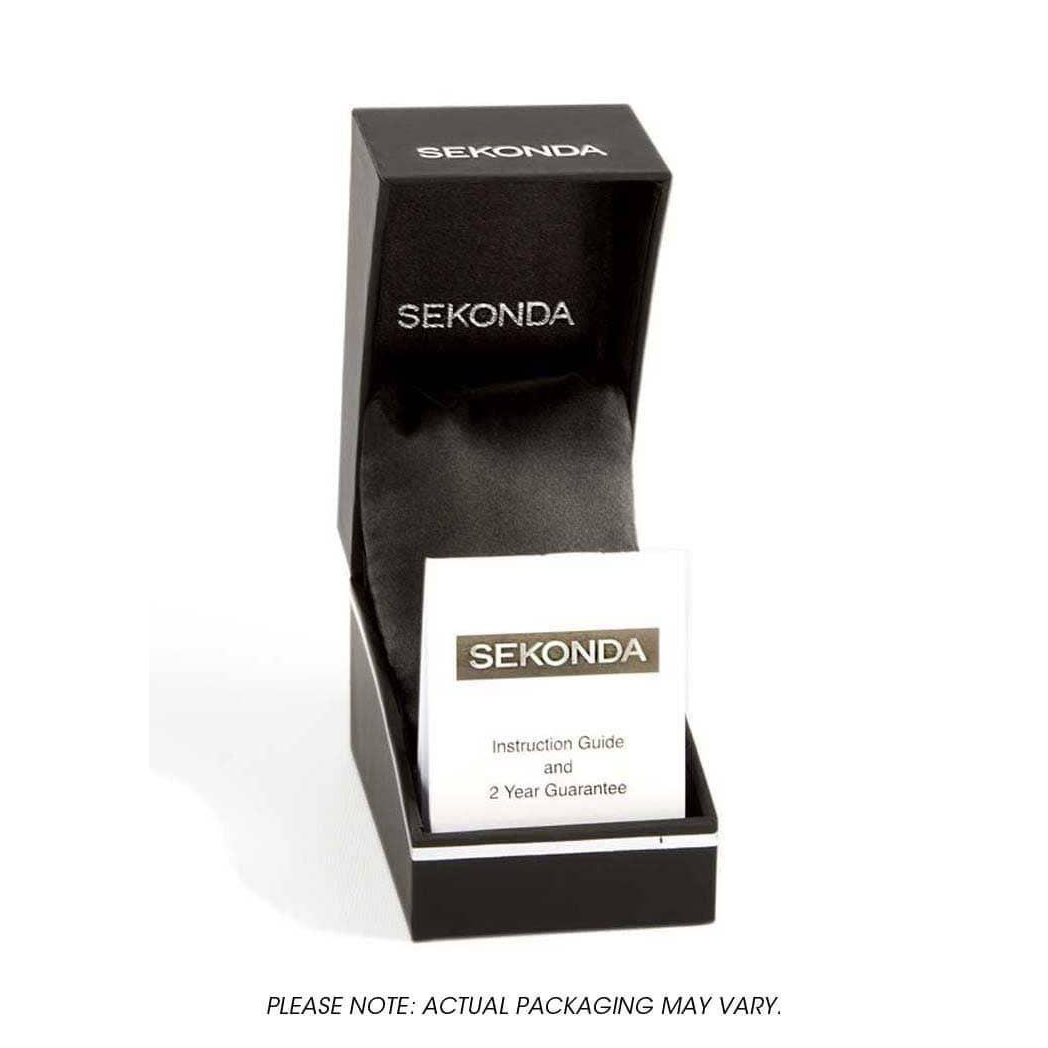 Sekonda Mens Basic White Dial Black Leather strap Watch 1342