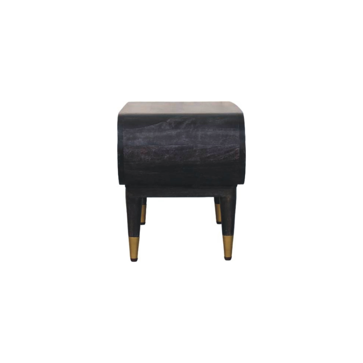 Artisan Furniture Solid Wood Curved Edge Media with Brass Accents, 1 Open Slot, Dark Brown