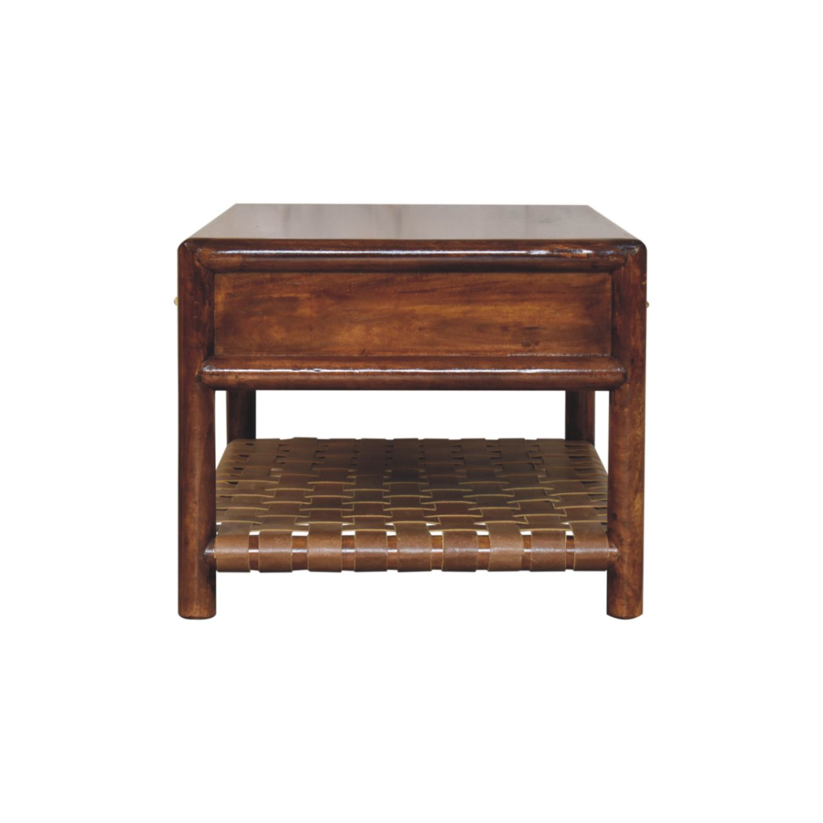 Artisan Furniture Solid Wood Regency Woven Console Table with 4 drawers, 1 Shelf, Dark Brown