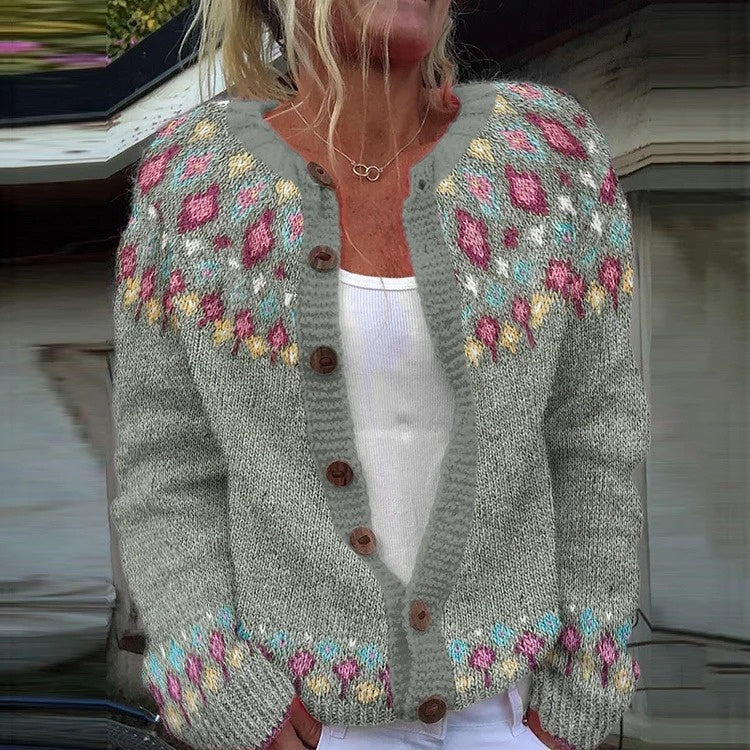 Cardigan Color-blocked Loose-fitting Fashionable Knitwear