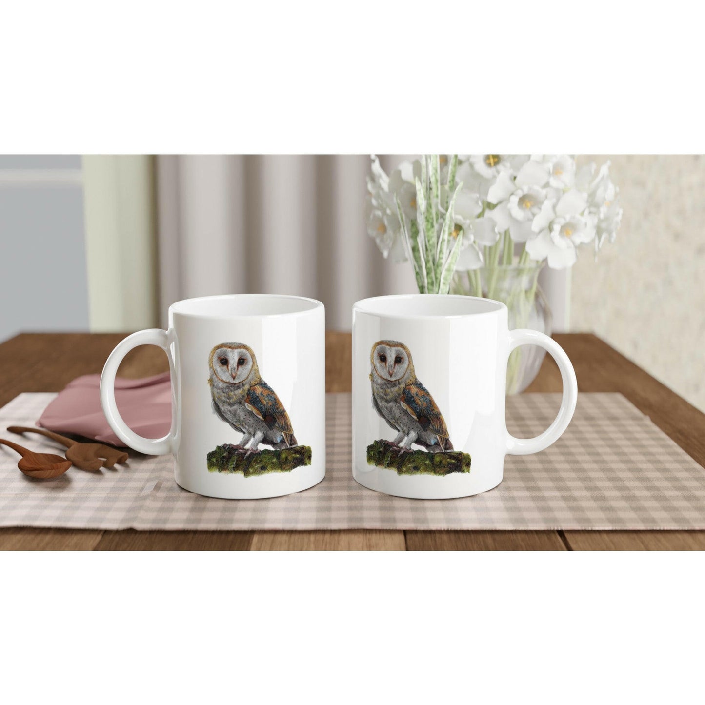 Barn Owl Bird Mug – Ceramic Wildlife Coffee Cup