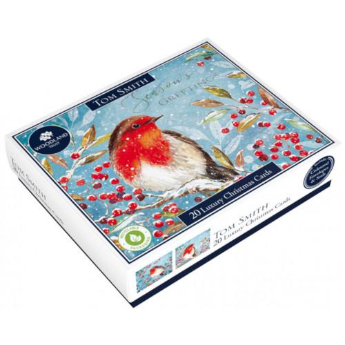 tom smith 20 Luxury Robin Xmas Cards