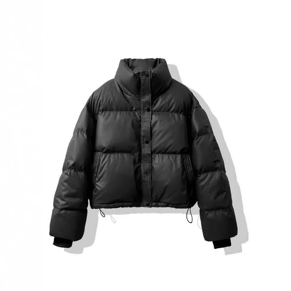 Premium PU Leather Padded Jacket - Women's Short Thickened Winter Coat