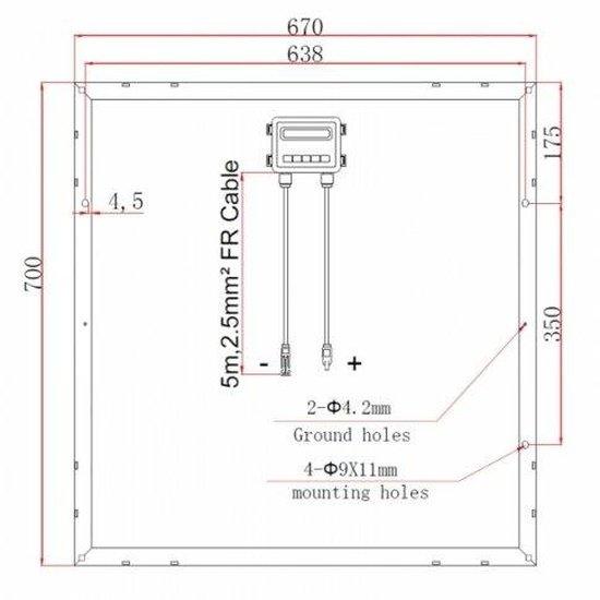 80W 12V solar panel with 5m cable