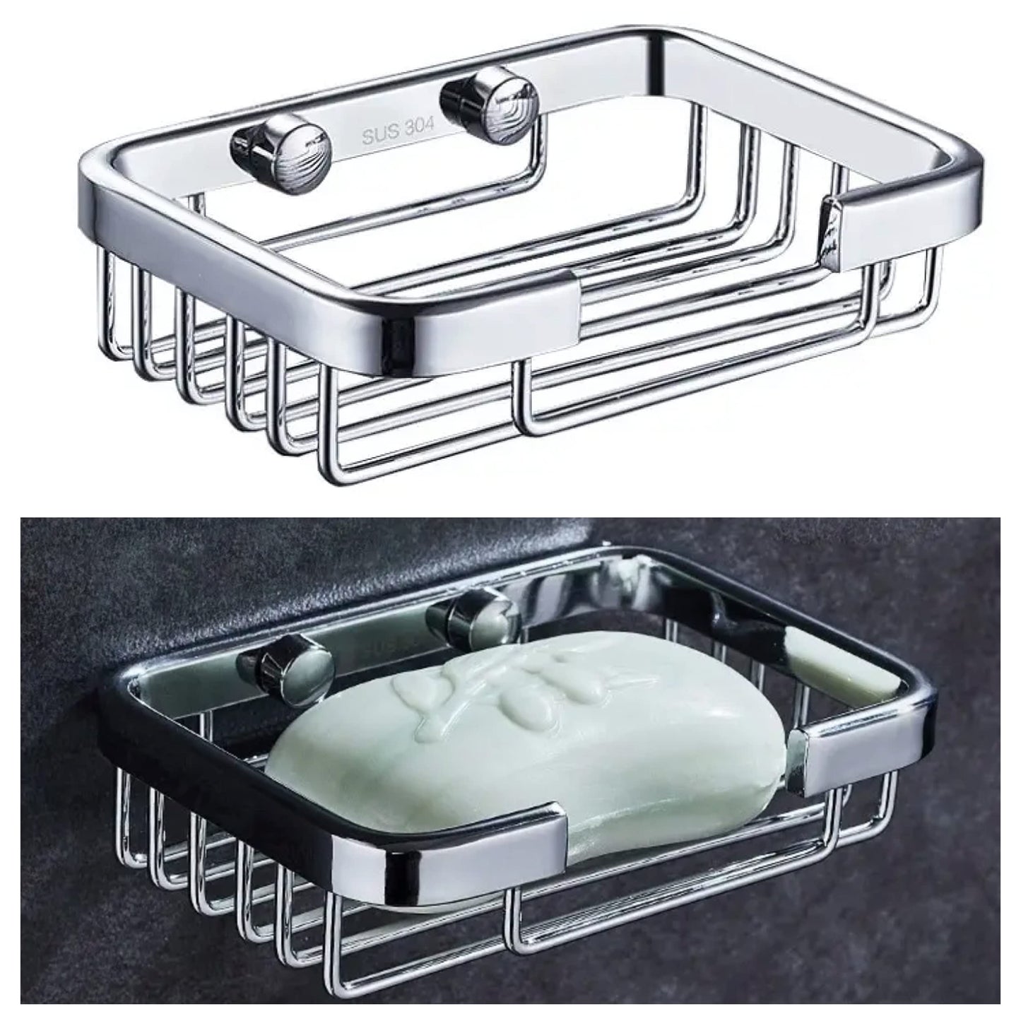 Shower Soap Dish Holder - Stainless Steel Screw Wall Mounted Wire Basket for Soap, by unel
