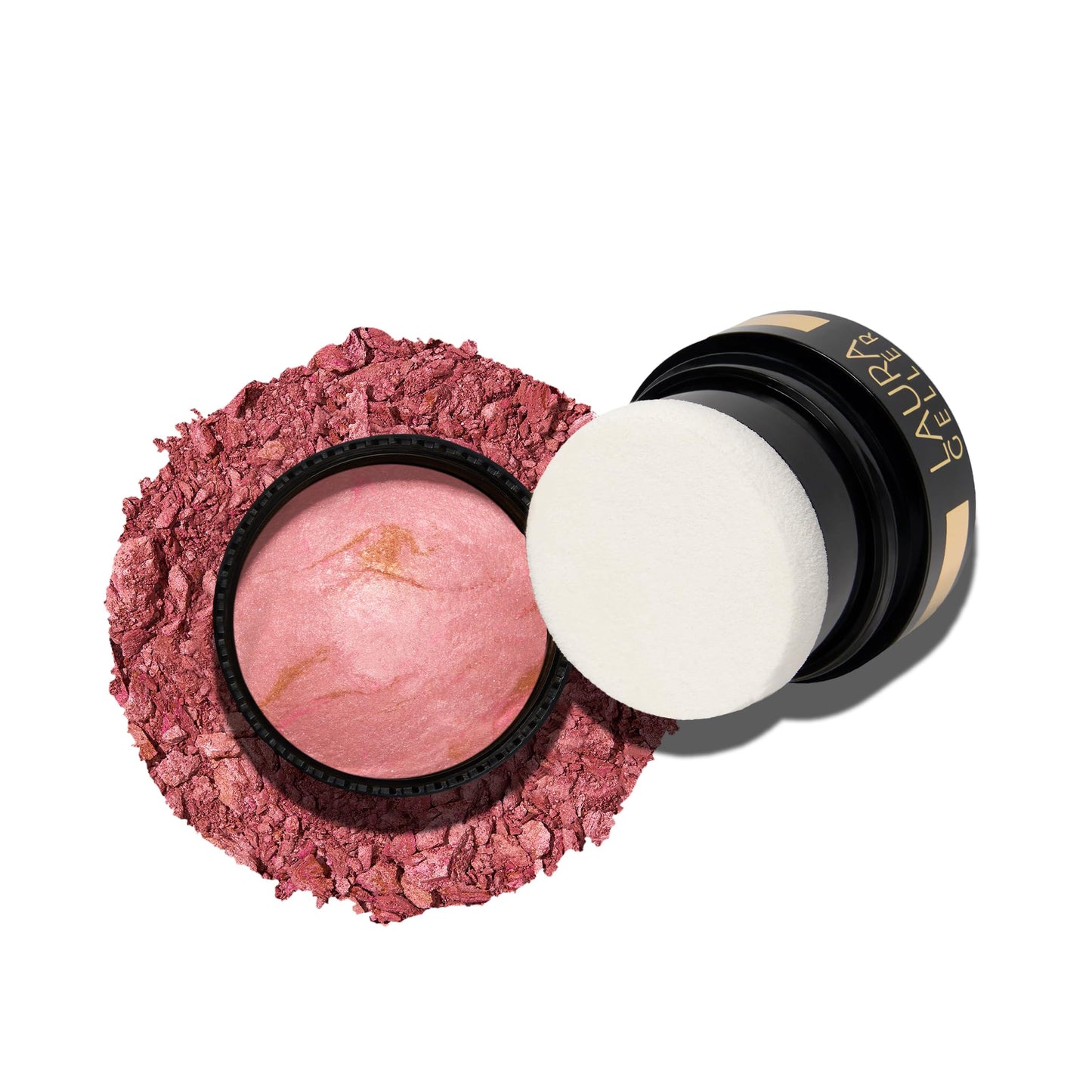 LAURA GELLER NEW YORK Baked Blush-n-Brighten Marbleized Blush for Cheeks - Natural Finish - Buildable Color (202 Pink Buttercream To Go)
