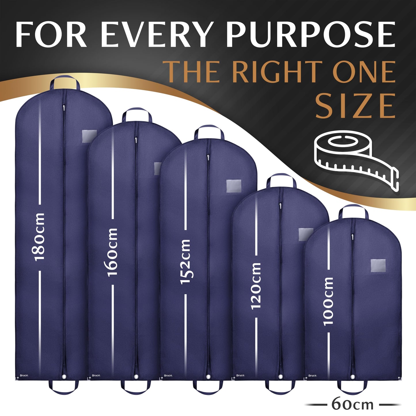 Bruce.® 2x Garment Bags 100x60 cm + Shoe Bag – Navy Blue