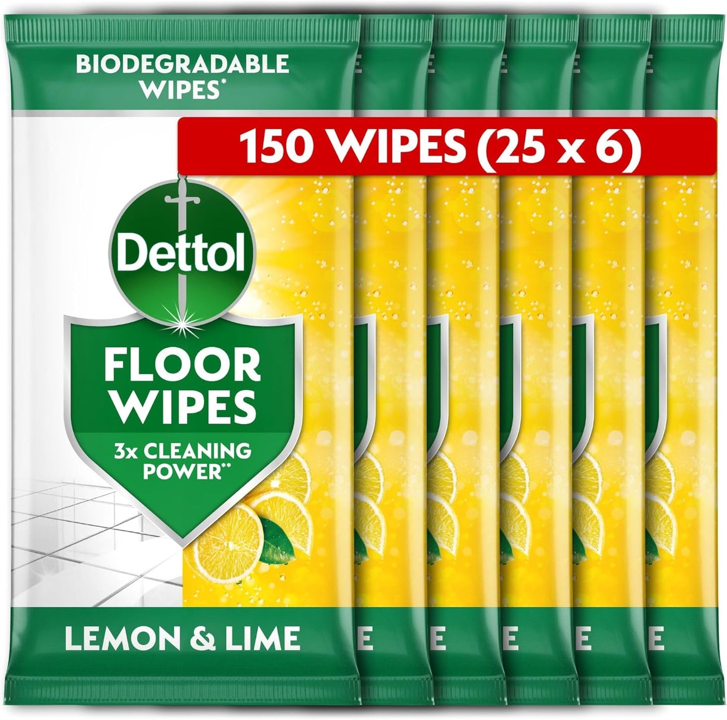 Dettol, Floor Cleaner, Antibacterial, Citrus, 150 Wipes (25 x 6 pck). New but open scruffy box
