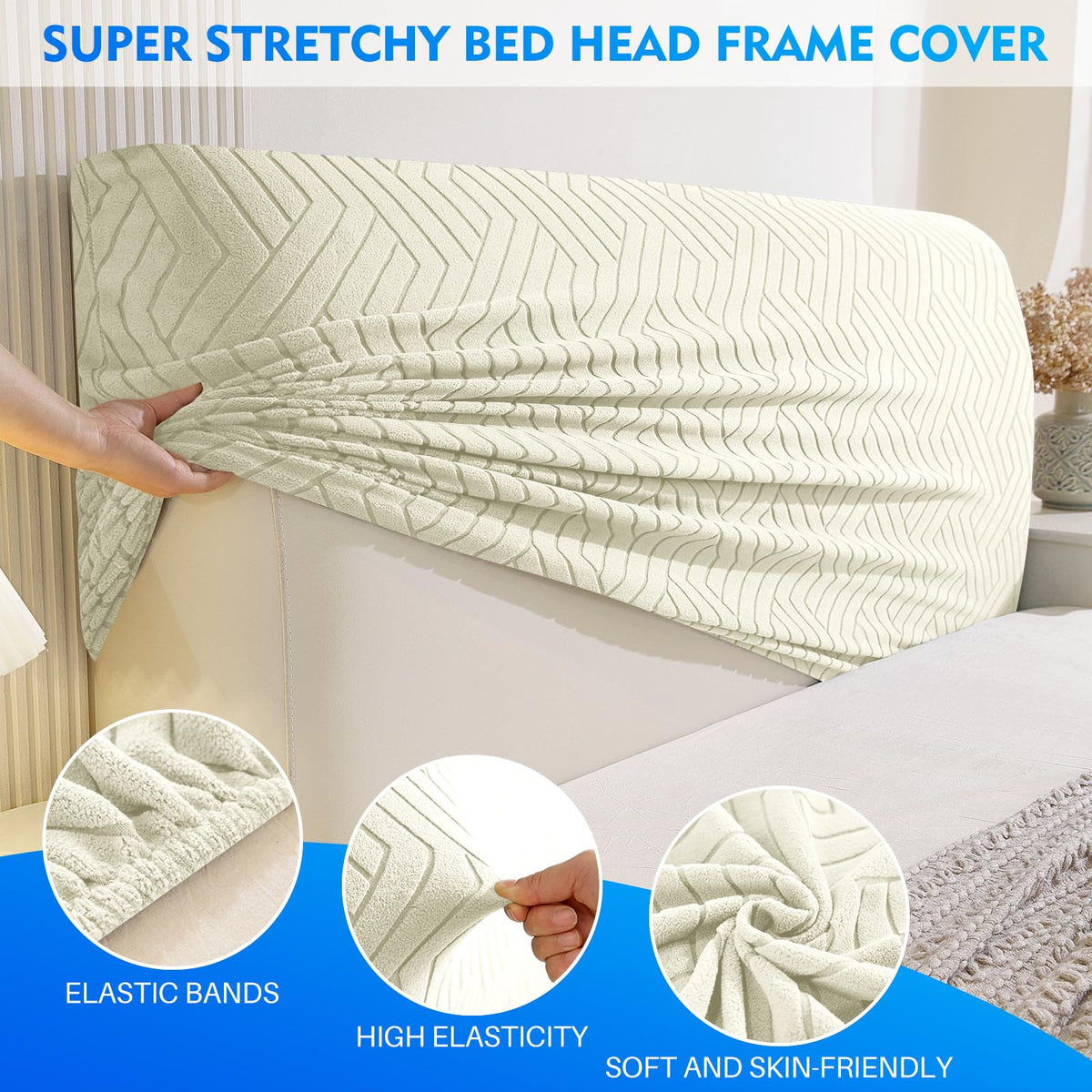 CYCMACO Elastic Bed Headboard Cover, 90 cm, Soft Stretch Bed Headboard Cover, Dustproof Bed Headboard Covers, Modern Bed Headboard Cover, Universal