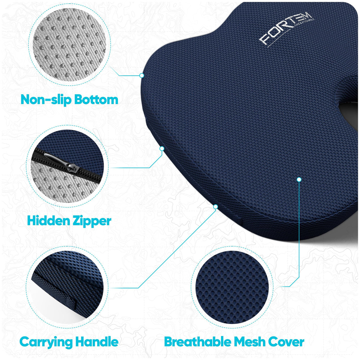 FORTEM Seat Cushion, Office Chair Cushion, Memory Foam Pillow for Sitting