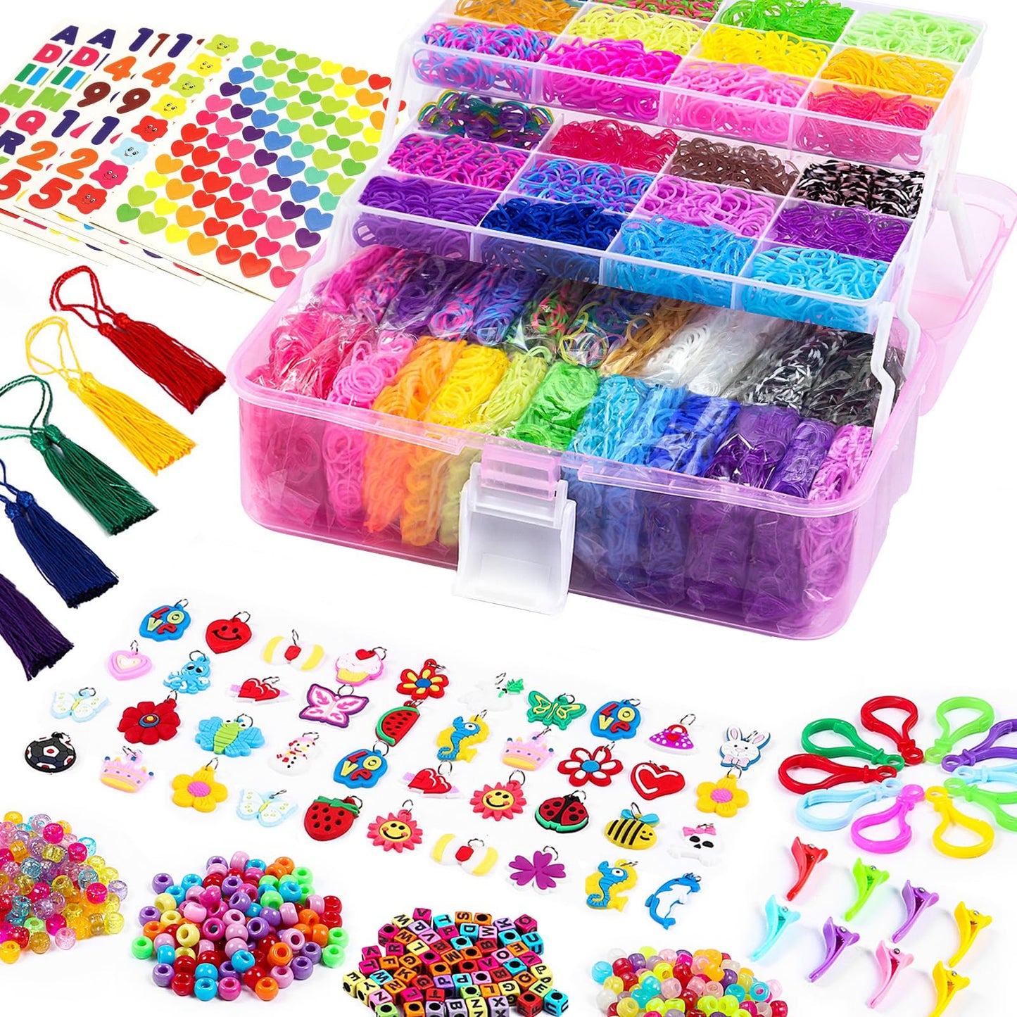 FunzBo 18000+ Loom Bands Kit, 28 Colours Rubber Band Bracelet Making Kit, Kids Girls Friendship Elastic Bracelet Making Set, Arts Crafts Birthday