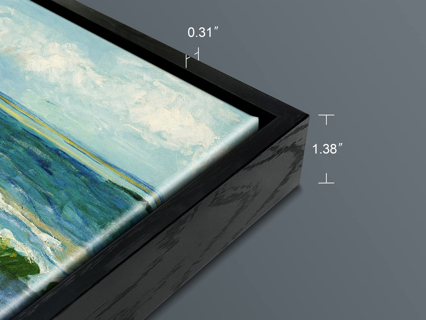 Wieco Art Black Framed Art Seascape at Saintes Maries by Vincent Van Gogh Oil Paintings Reproduction Modern Canvas Prints Sea Pictures on Canvas Wall