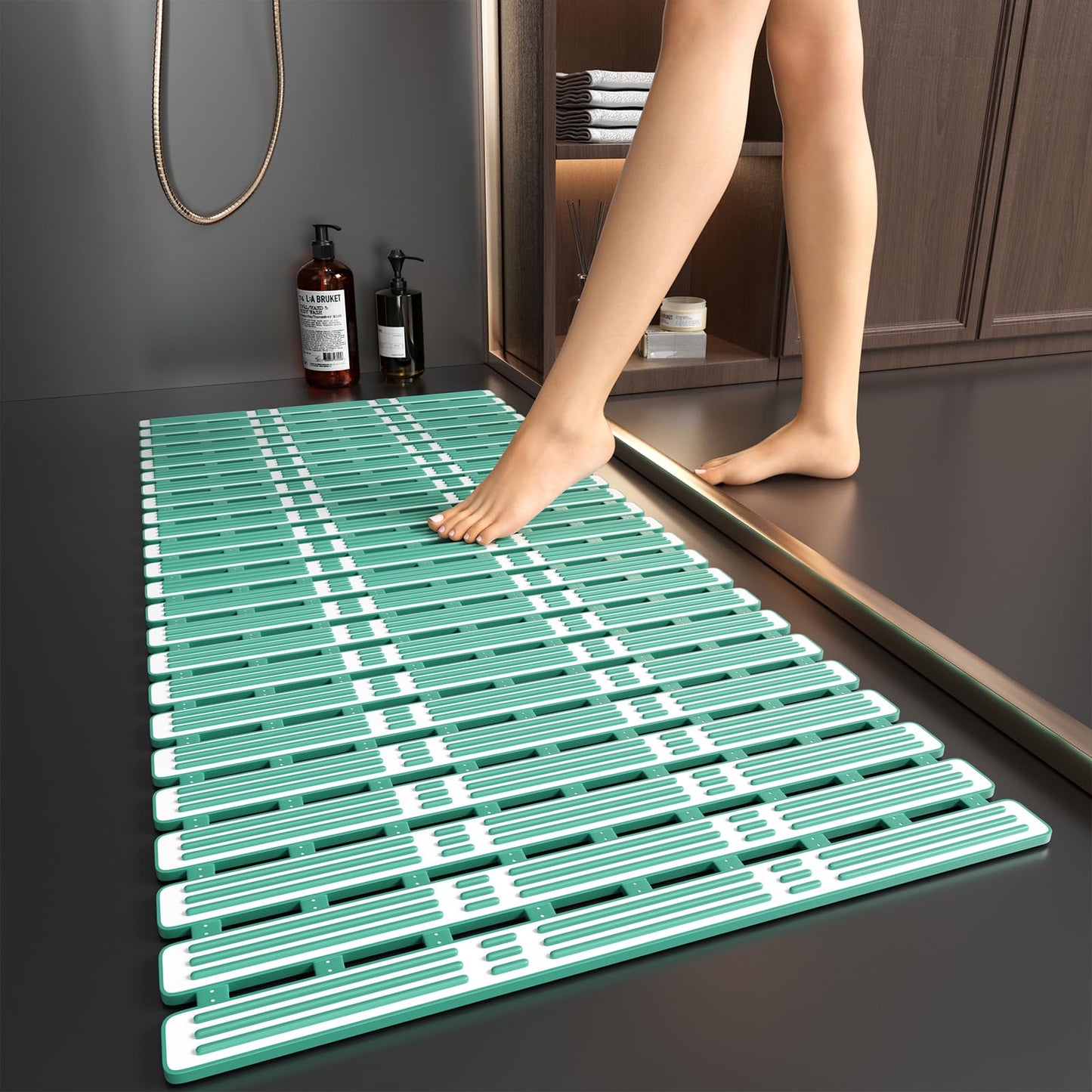 XIYUNTE Large Shower Mat Non Slip Anti Mould for Elderly - 90x40cm Bathtub Mats Non Slip Shower Mats for Inside Shower, Rubber Anti Slip Shower Mat